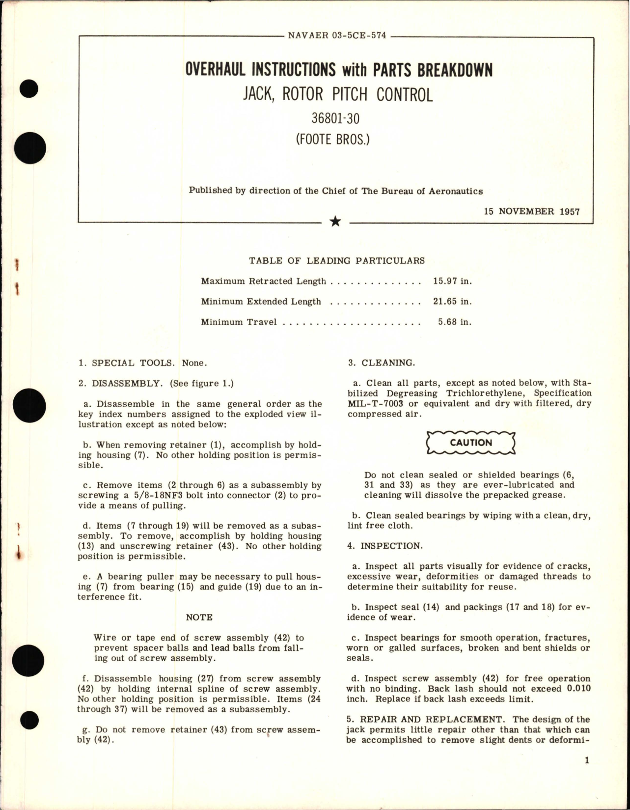 Sample page 1 from AirCorps Library document: Overhaul Instructions with Parts Breakdown for Jack, Rotor Pitch Control - 36801-30
