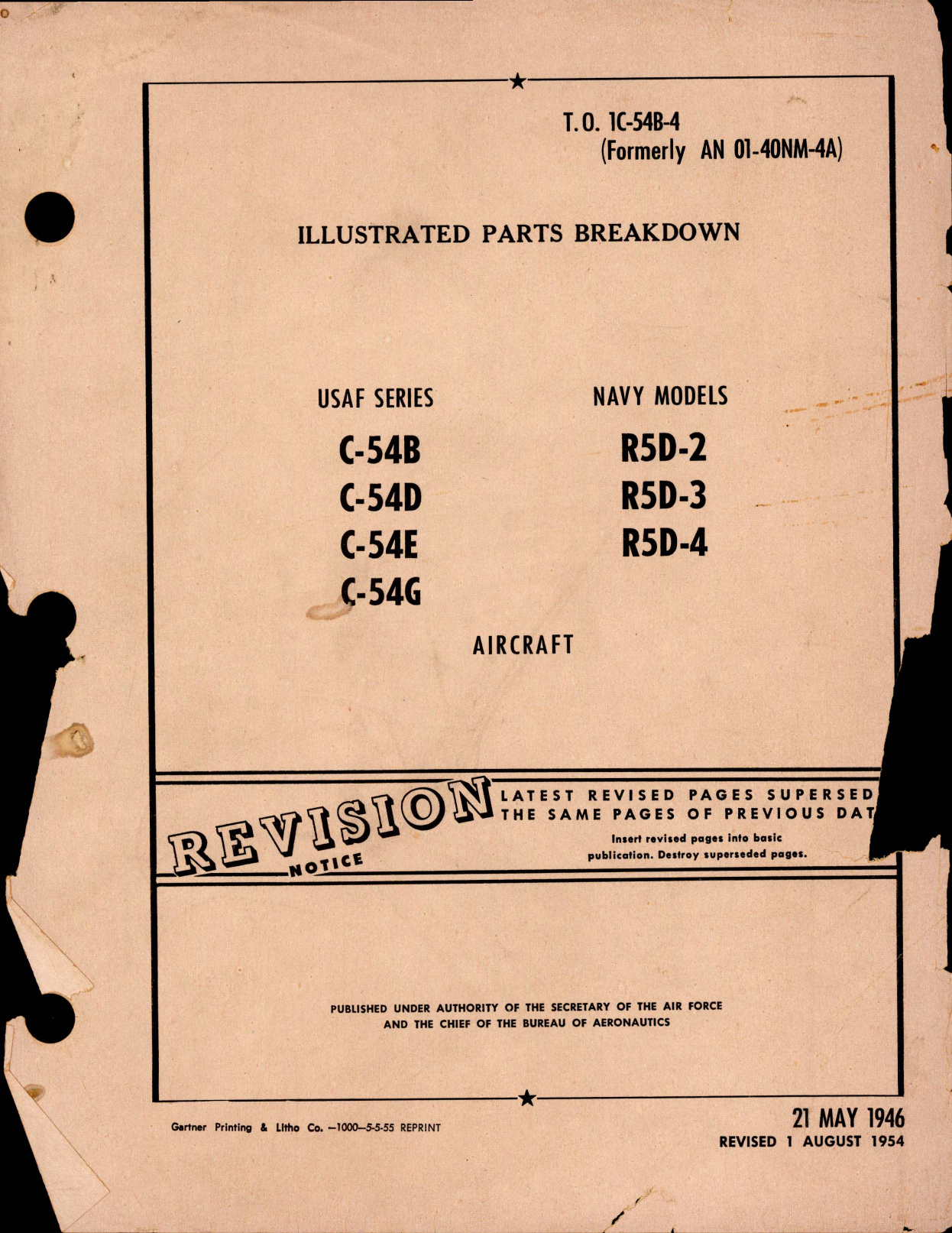 Sample page 1 from AirCorps Library document: Illustrated Parts Breakdown for C-54 and R5D