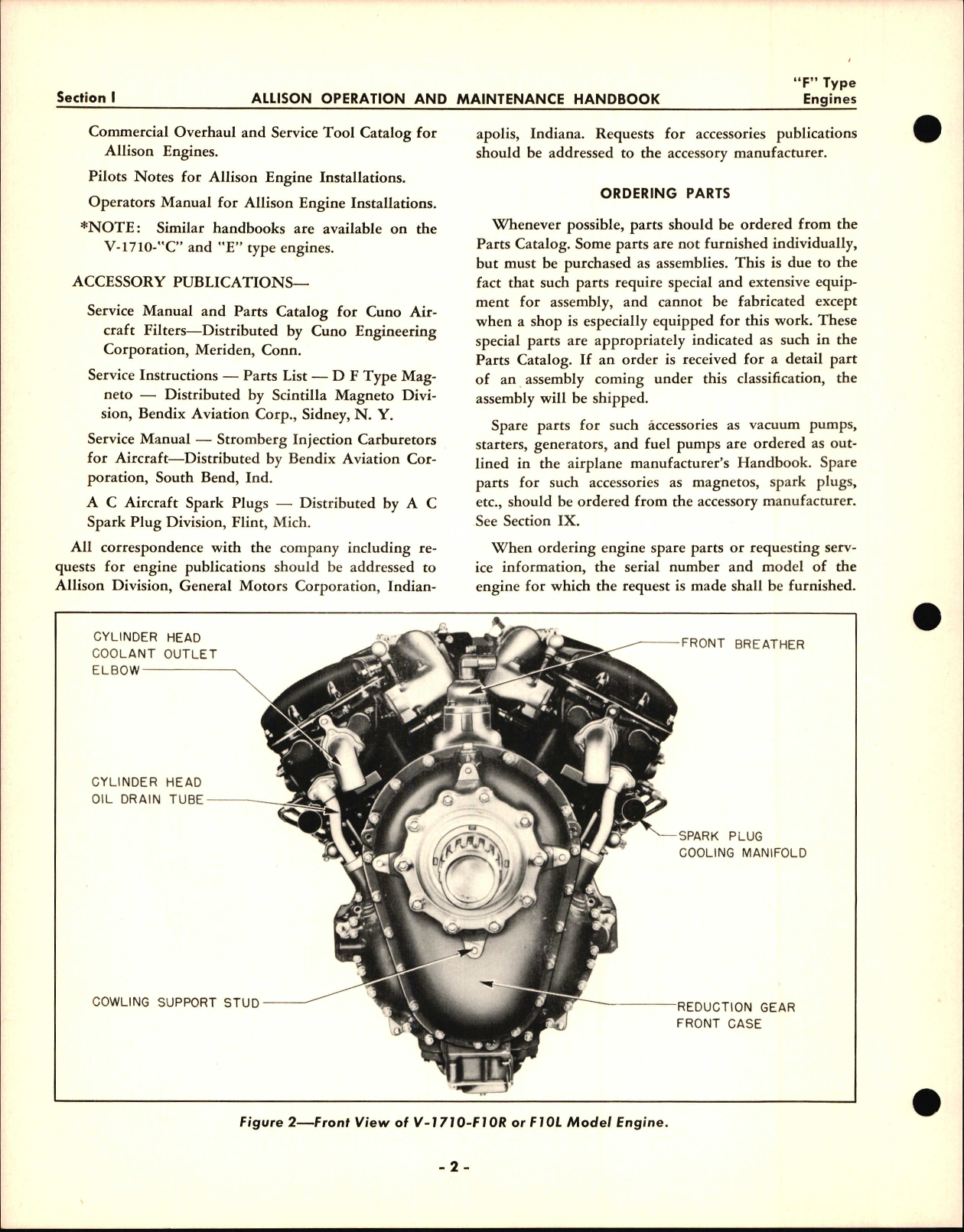 Sample page 8 from AirCorps Library document: Operation and Maintenance for Allison V-1710 F Type Engines