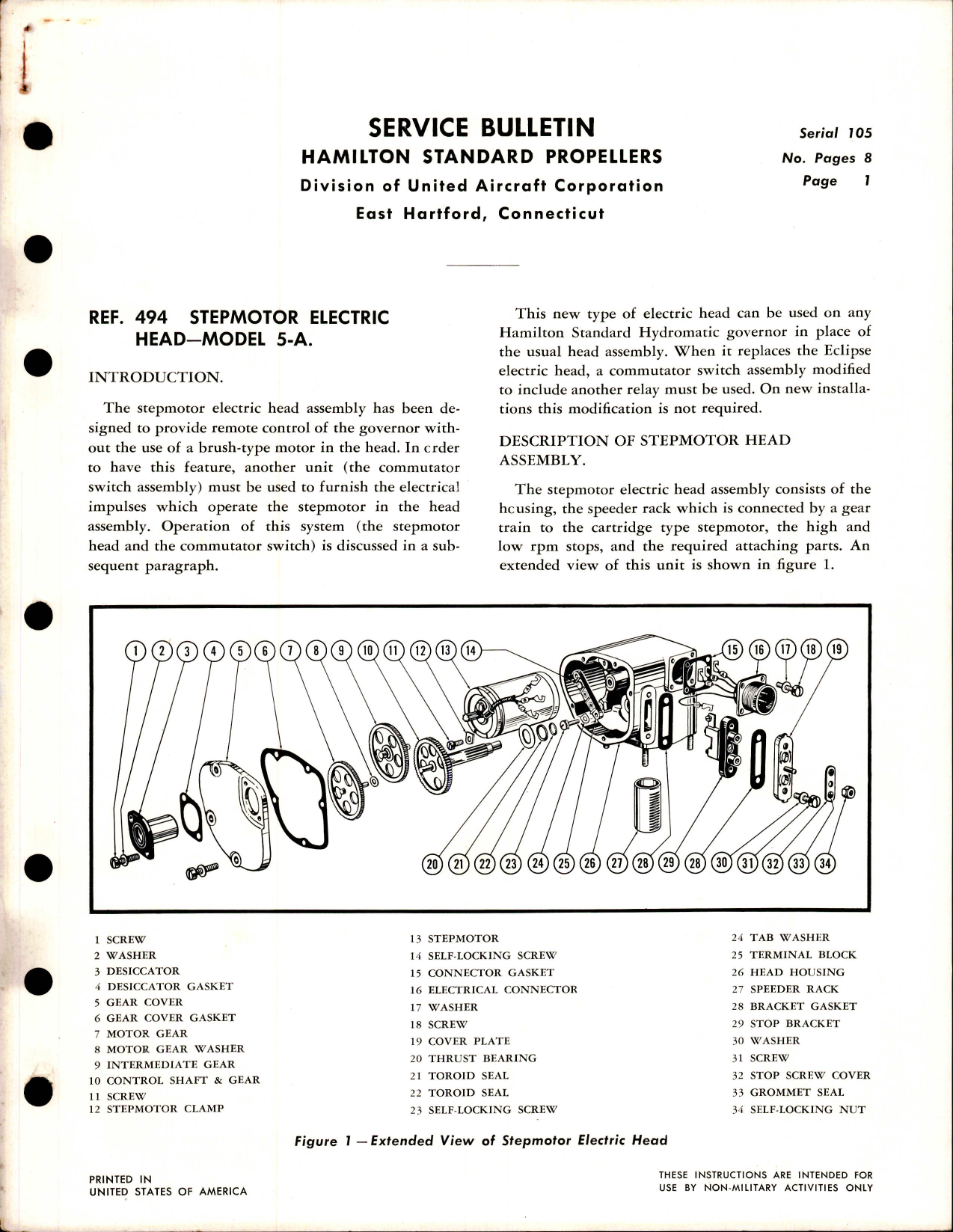 Sample page 1 from AirCorps Library document: Stepmotor Electric Head Model 5-A