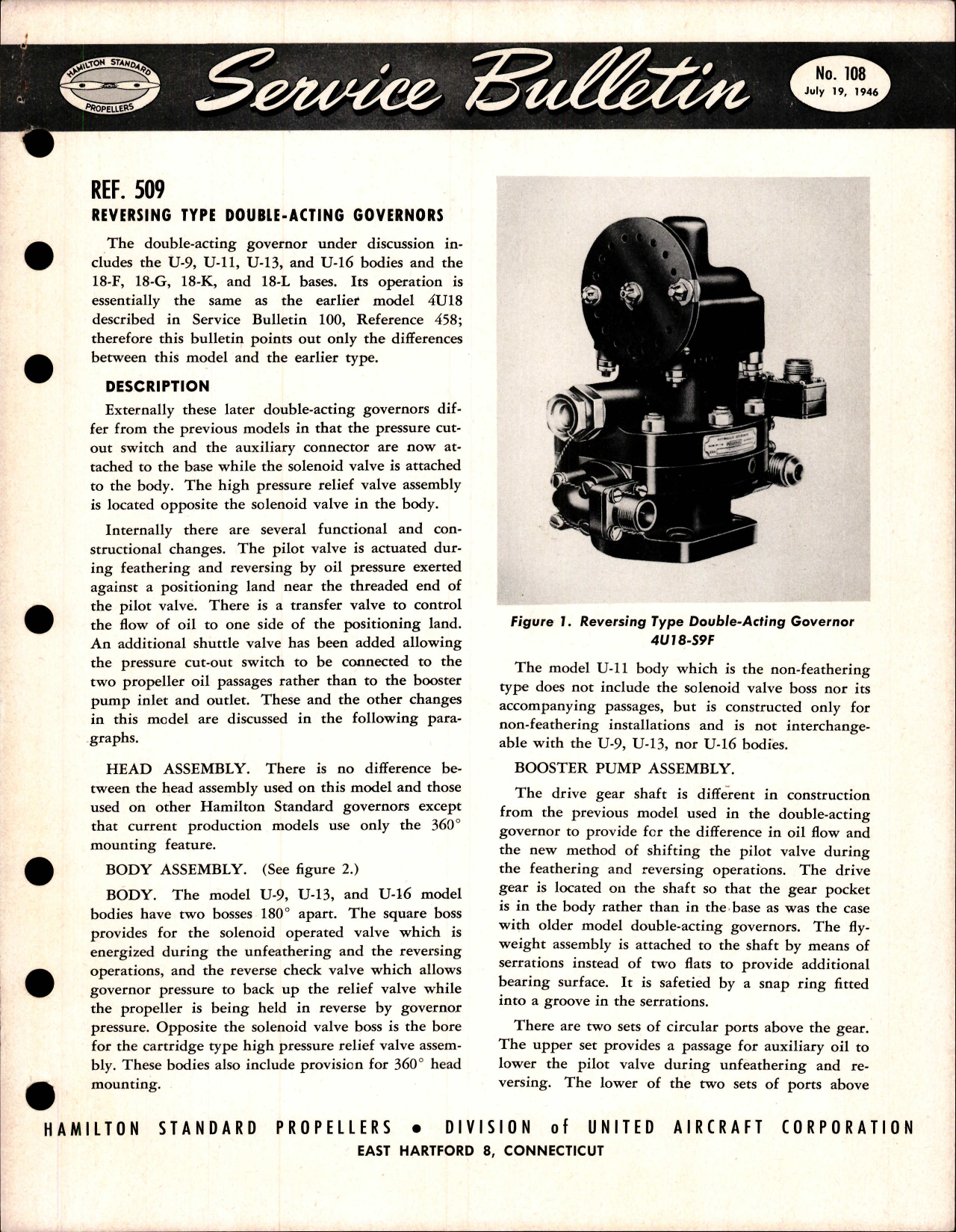 Sample page 1 from AirCorps Library document: Reversing Type Double-Acting Governors Service Bulletin