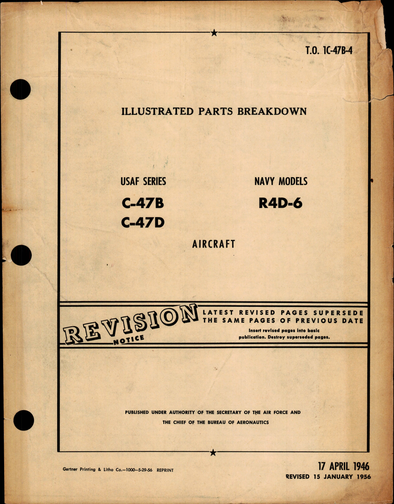 Sample page 1 from AirCorps Library document: Illustrated Parts Breakdown for C-47B, D, and R4D-6