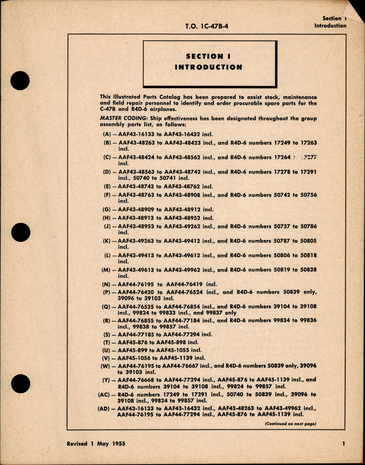 Sample page 7 from AirCorps Library document: Illustrated Parts Breakdown for C-47B, D, and R4D-6