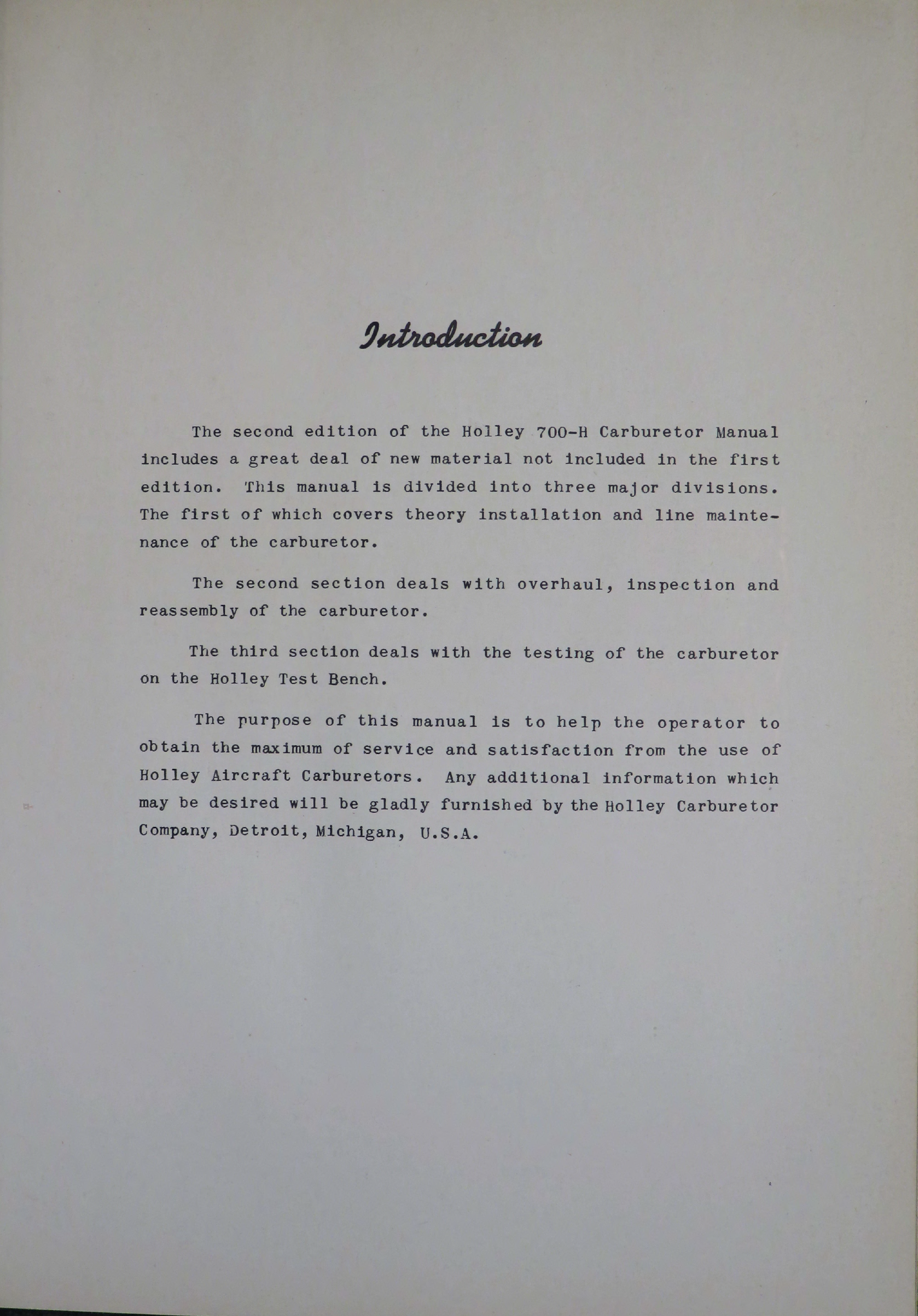 Sample page 5 from AirCorps Library document: Holley Aircraft Carburetors Model 700-H Instruction Manual