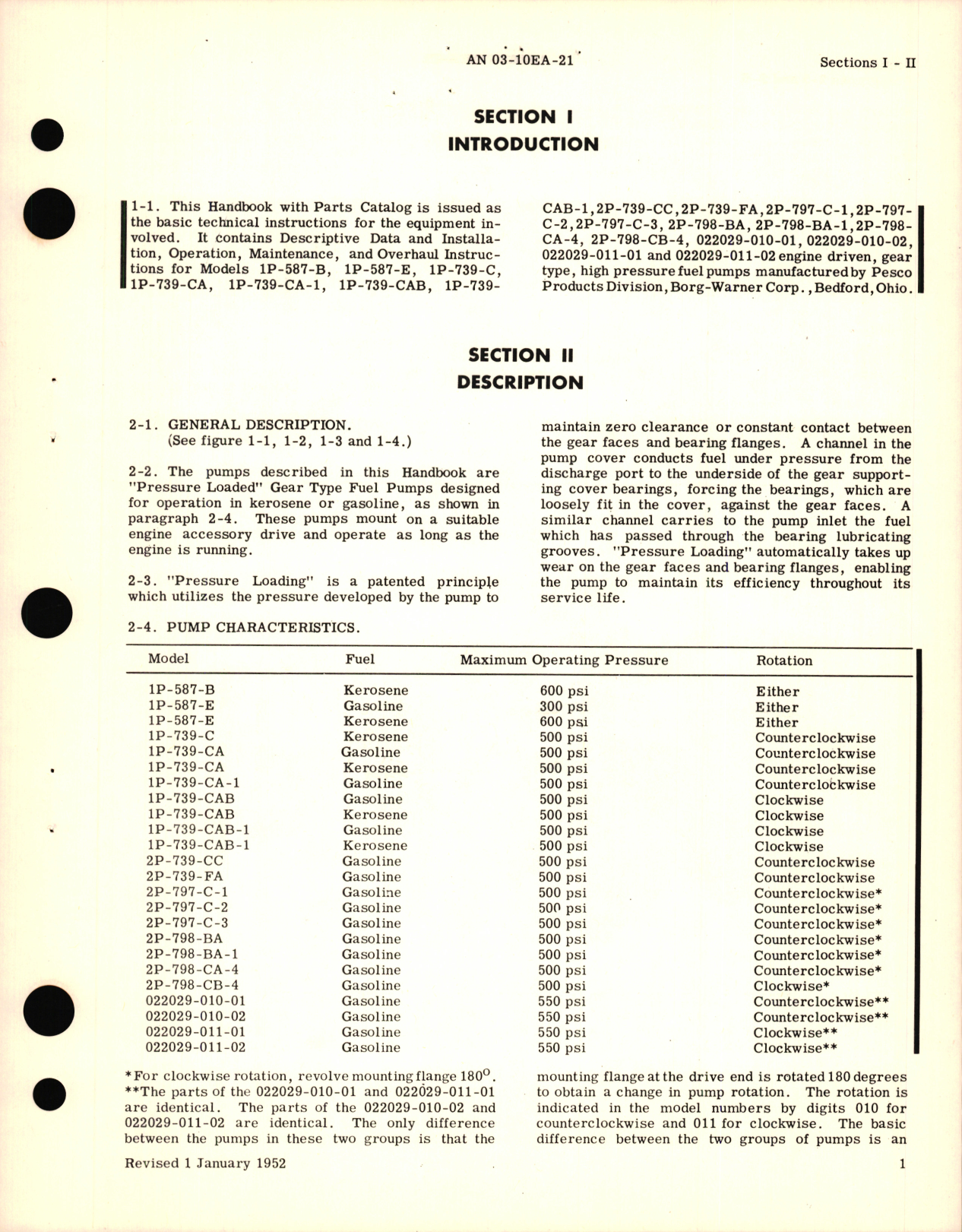 Sample page 7 from AirCorps Library document: Operation, Service, and Overhaul Instructions with Parts Catalog for Engine Driven, Gear Type High Pressure Fuel Pumps 