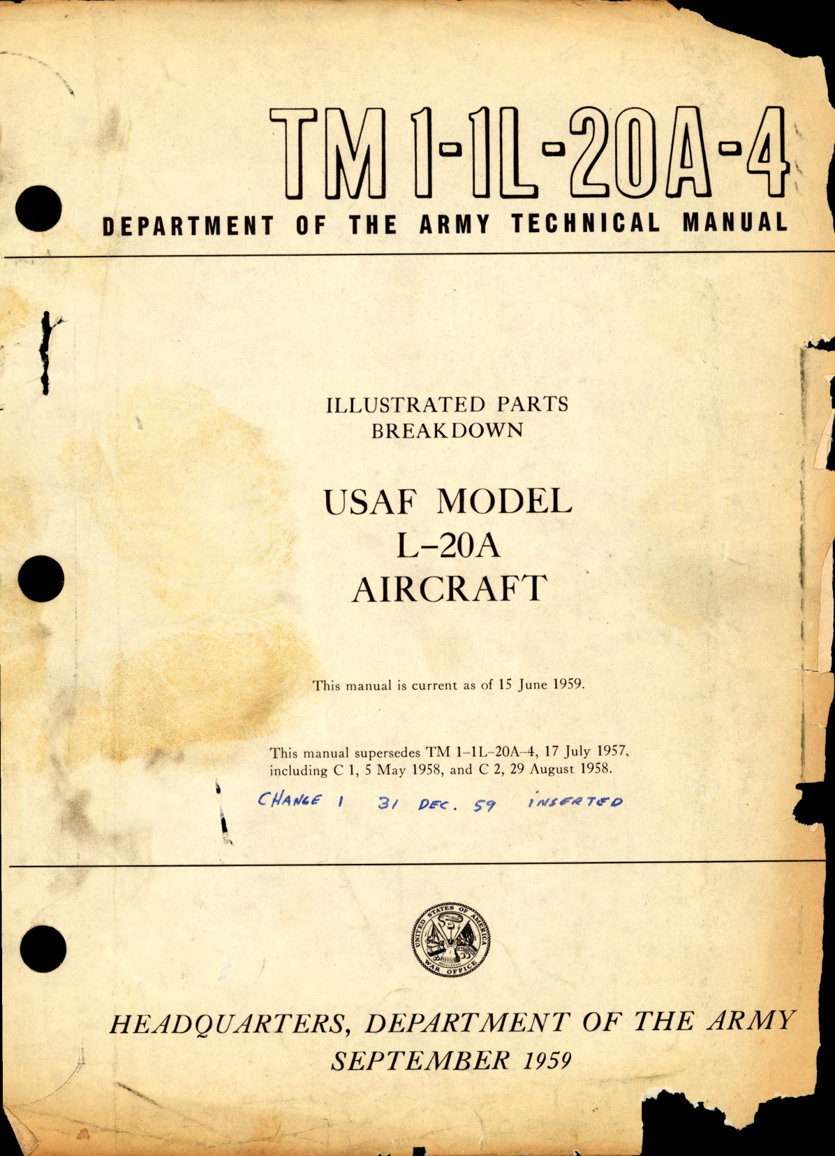 Sample page 1 from AirCorps Library document: Illustrated Parts Breakdown for L-20A