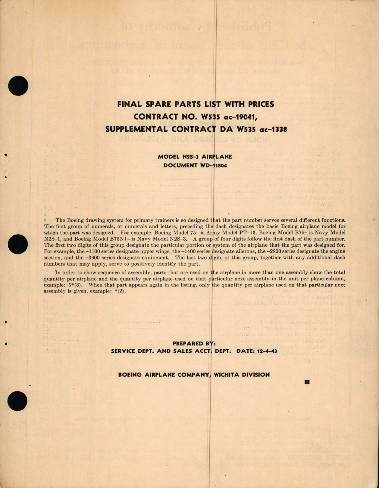 Sample page 5 from AirCorps Library document: Final Spare Parts List with Prices for N2S-3 Airplane