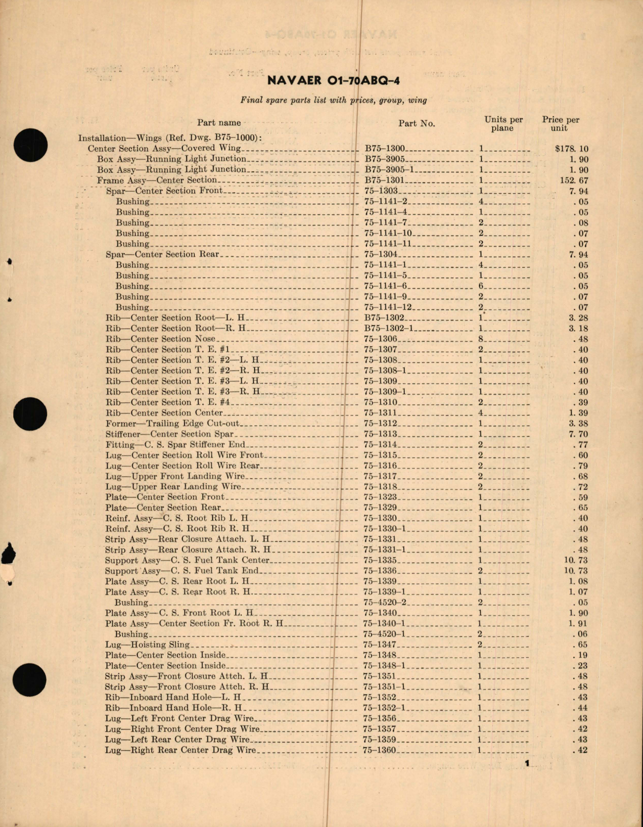 Sample page 9 from AirCorps Library document: Final Spare Parts List with Prices for N2S-3 Airplane