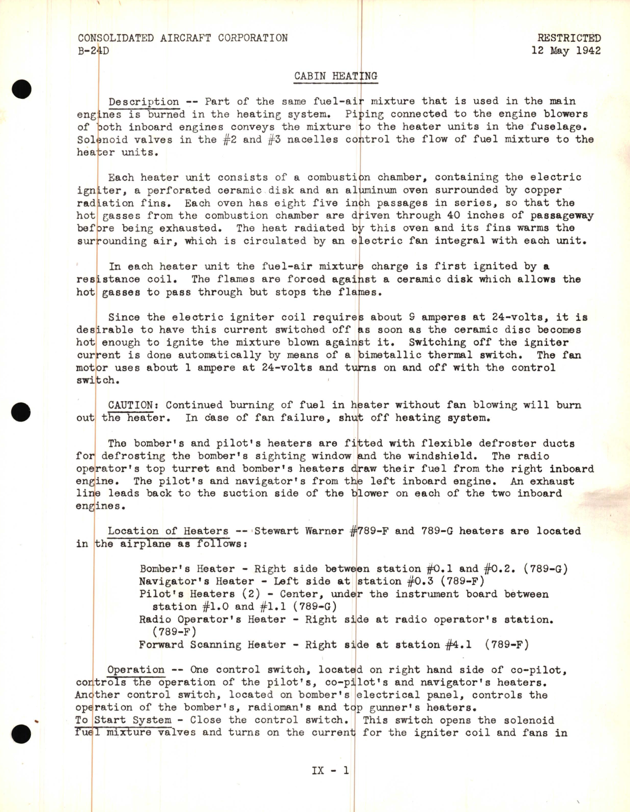 Sample page 5 from AirCorps Library document: Heating, Ventilating and Fire Extinguishers Lecture, B-24D Model - Familiarization Manual