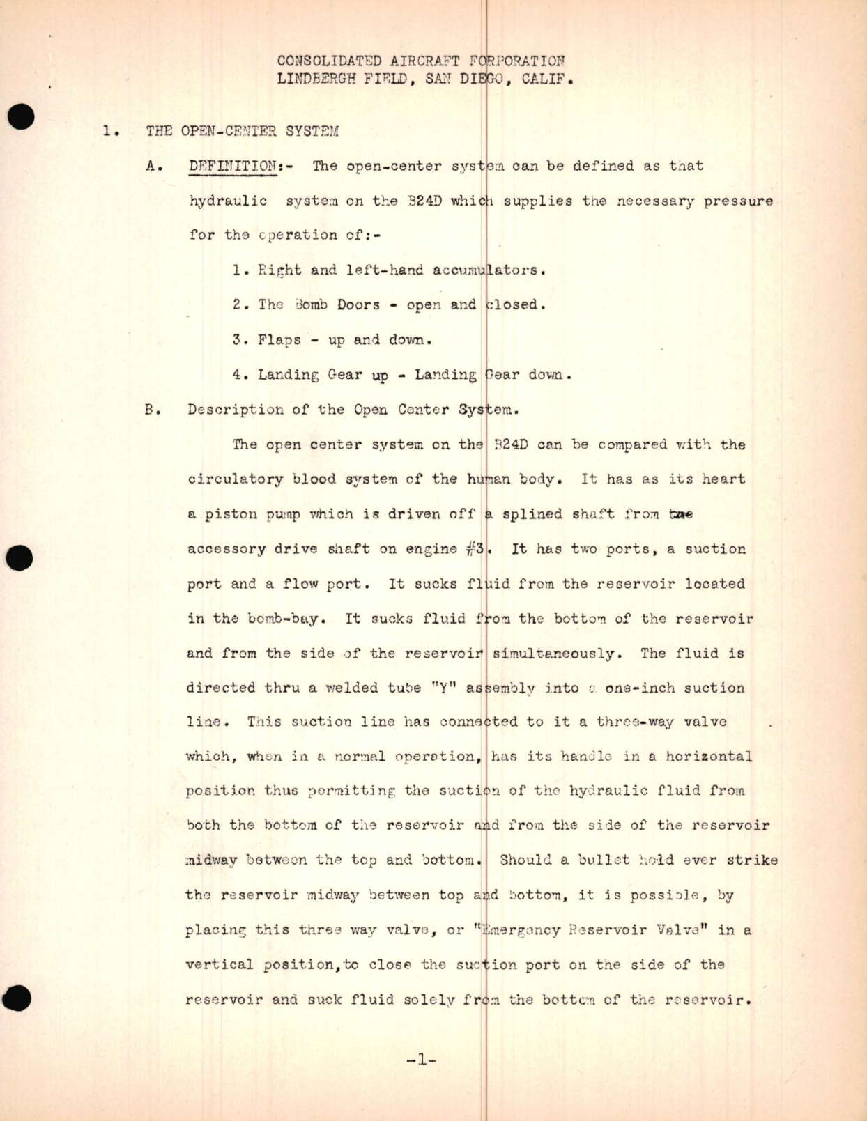 Sample page 5 from AirCorps Library document: Hydraulics Lecture, B-24D Model - Familiarization Manual