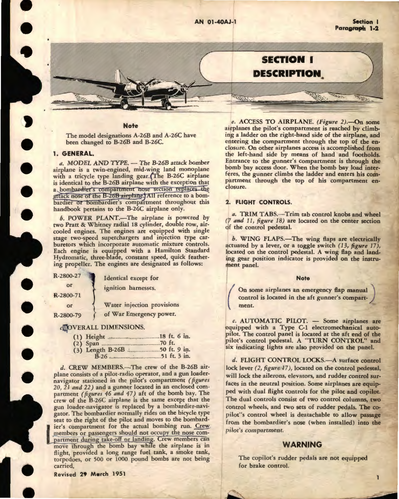 Sample page 7 from AirCorps Library document: Flight Operating Instructions for USAF B-26B, B-26C Navy Model JD-1 Aircraft