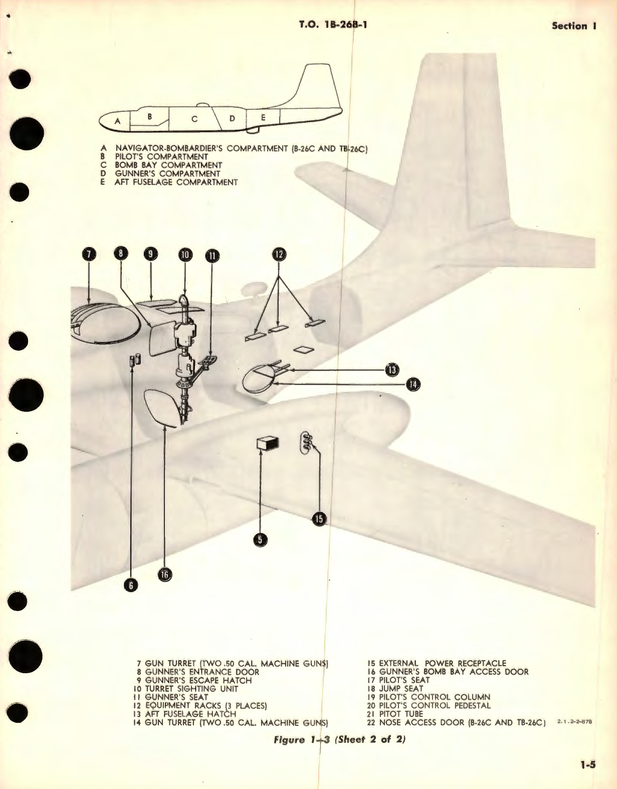 Sample page 7 from AirCorps Library document: T.O. No. 1B-26B-1, Formerly AN 01-40AJ-1, Handbook Flight Operating Instructions for USA Series B-26B, B-26C Navy Model JD-1 Aircraft