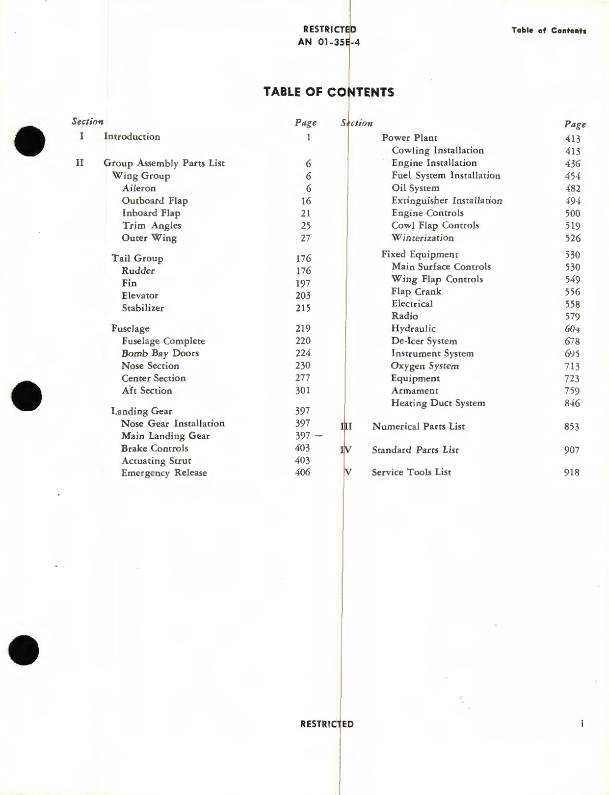 Sample page 1 from AirCorps Library document: Airplane Parts Catalog for Army Models B-26 Series British Model Marauder I,  II, and III Navy Model JM-1 Airplanes