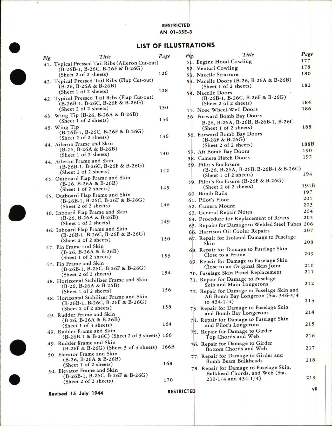 Sample page 9 from AirCorps Library document: Structural Repair Instructions for Army Model B-26 Series British Models Marauder I, II, and III Navy Model JM-1 Airplanes