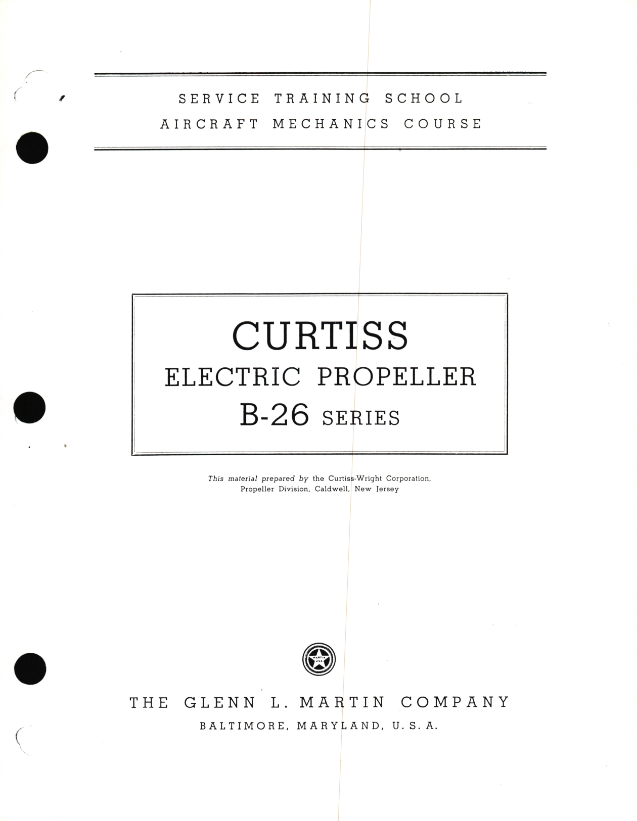 Sample page 1 from AirCorps Library document: Curtis Electric Propeller B-26 Series