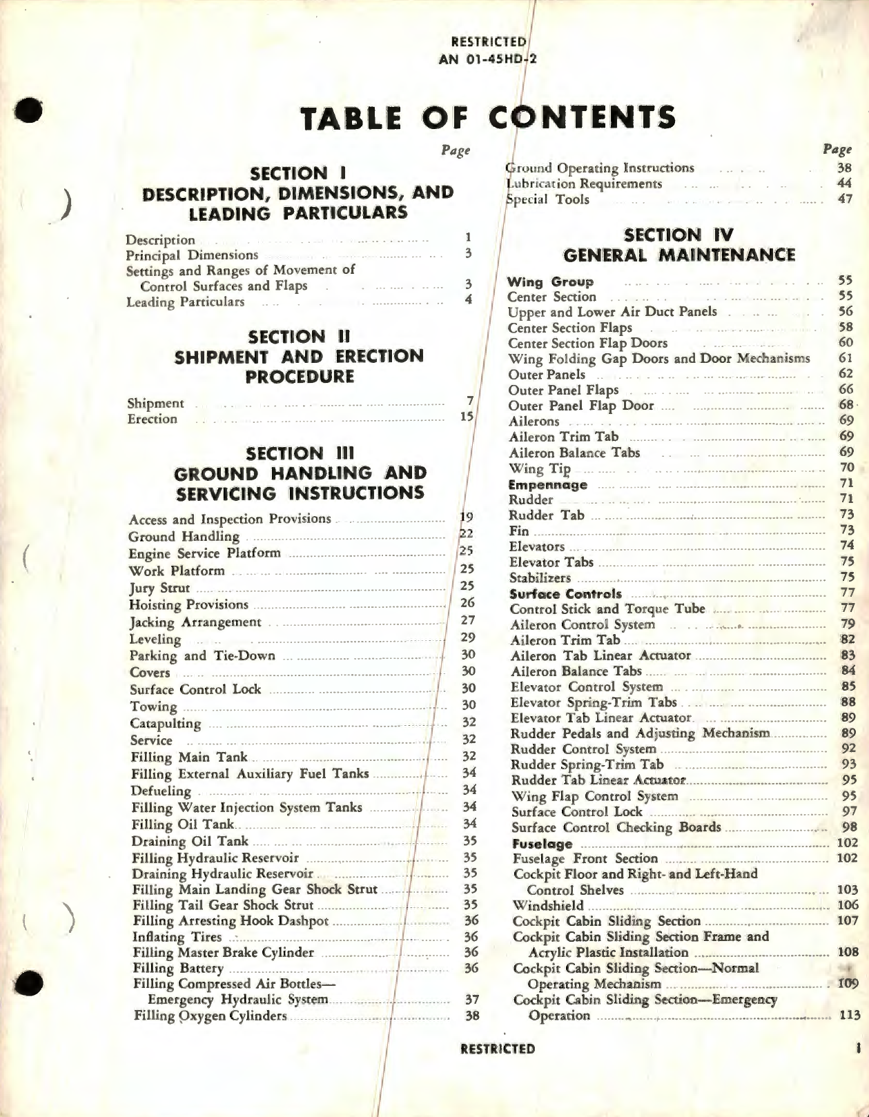 Sample page 5 from AirCorps Library document: Erection and Maintenance Instructions for Navy Models F4U-5, F4U-5N, F4U-5NL, F4U-5P Aircraft