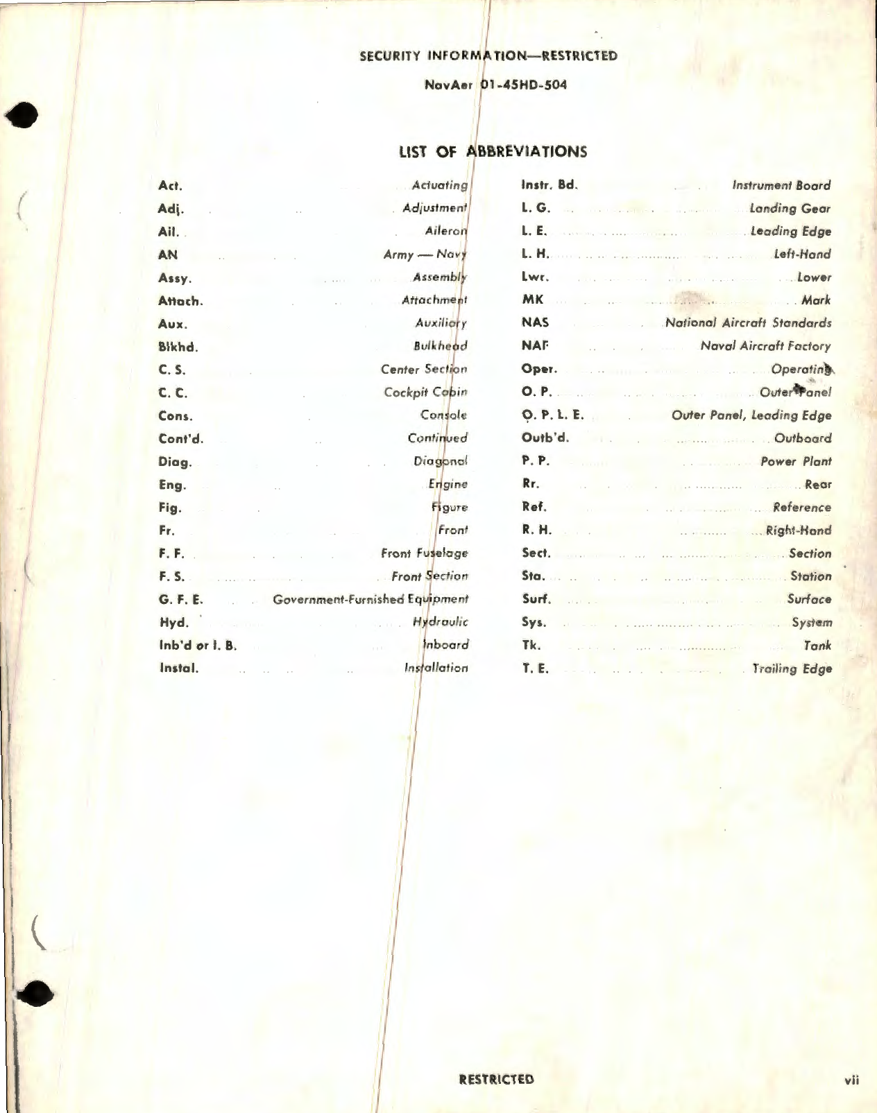 Sample page 9 from AirCorps Library document: Illustrated Maintenance Parts List for Navy Models F4U-5, -5N, -5NL, and -5P Aircraft