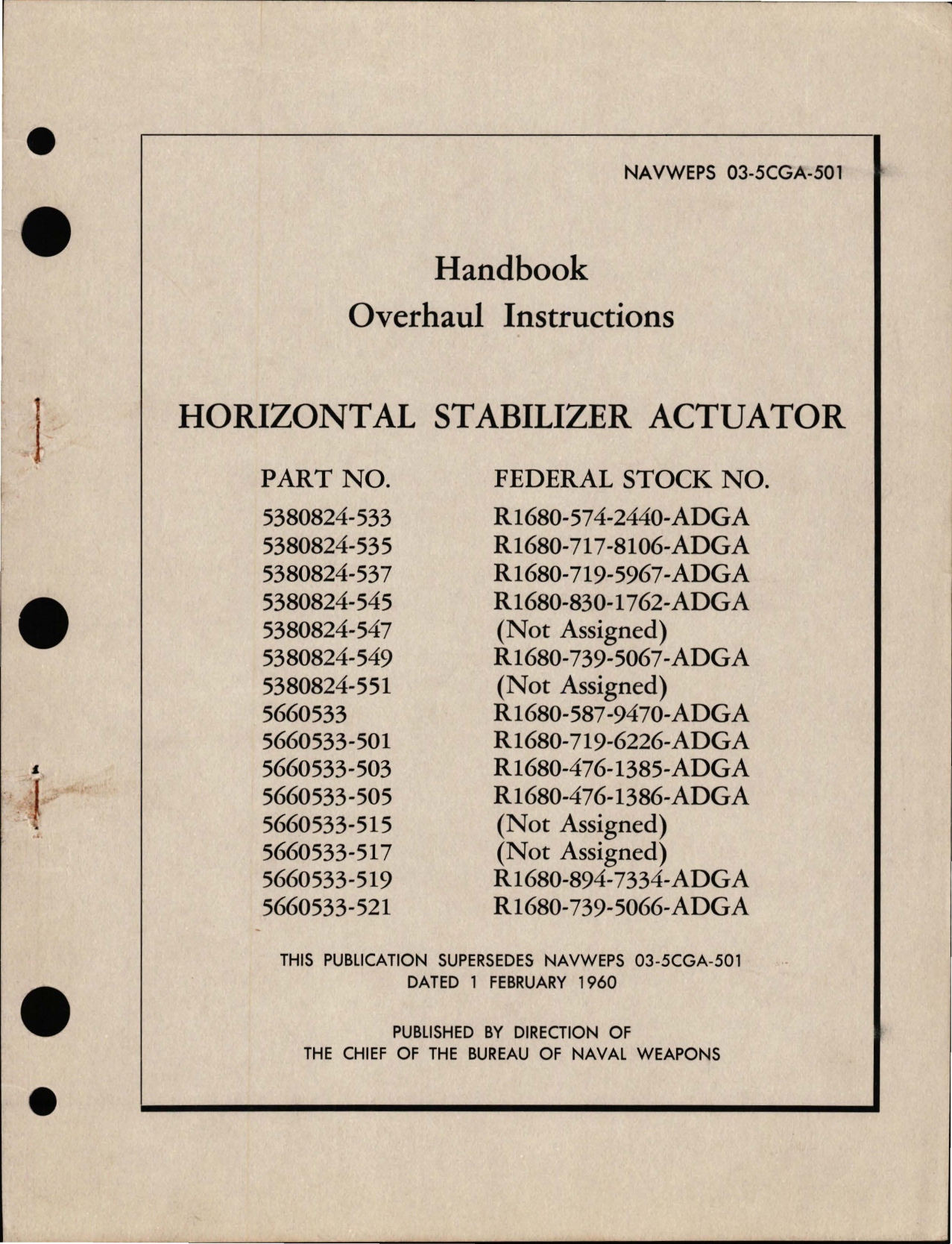 Sample page 1 from AirCorps Library document: Overhaul Instructions for Horizontal Stabilizer Actuator 