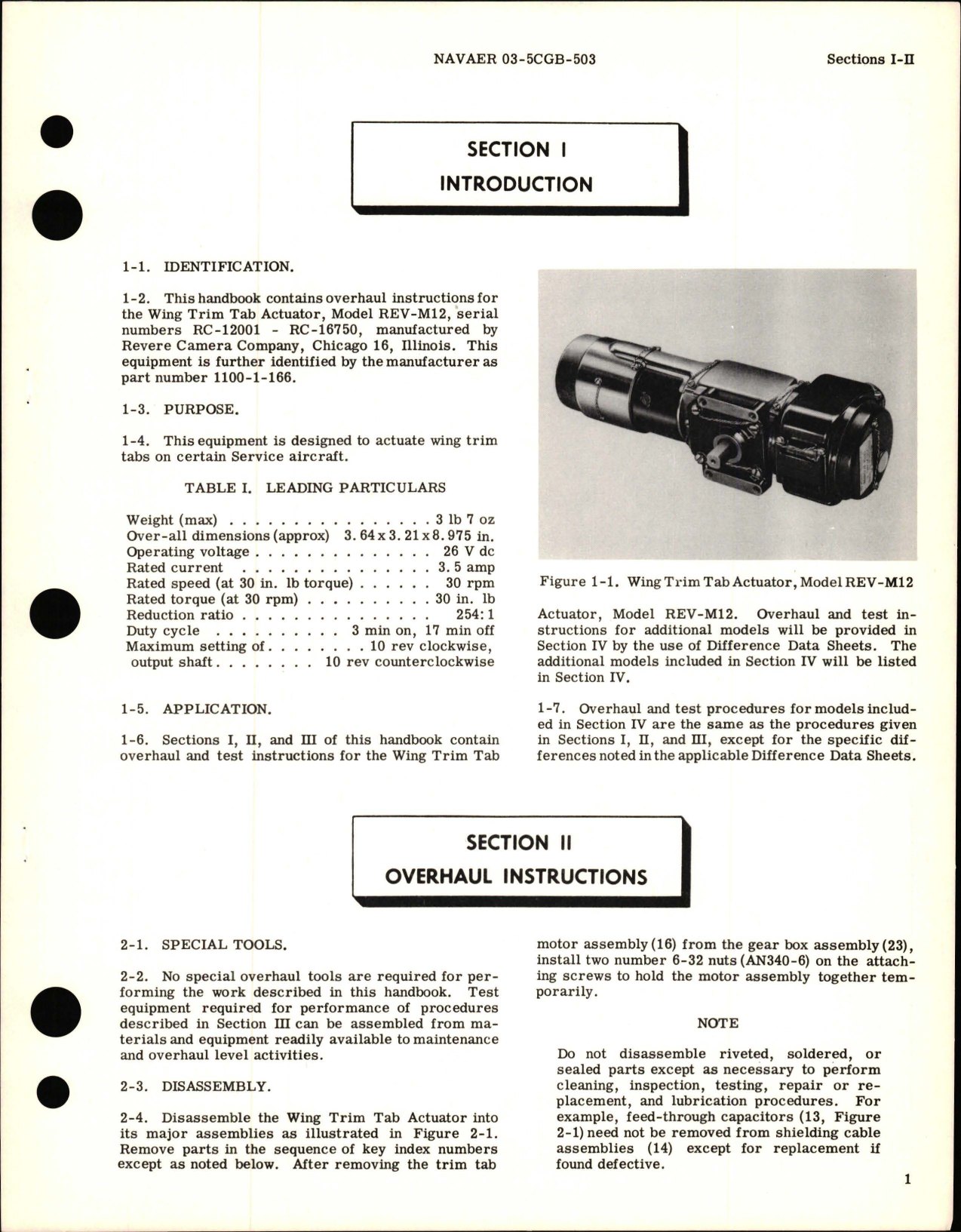 Sample page 5 from AirCorps Library document: Overhaul Instructions for Wing Trim Tab Actuator Model REV-M12 - Part 1100-1-166 