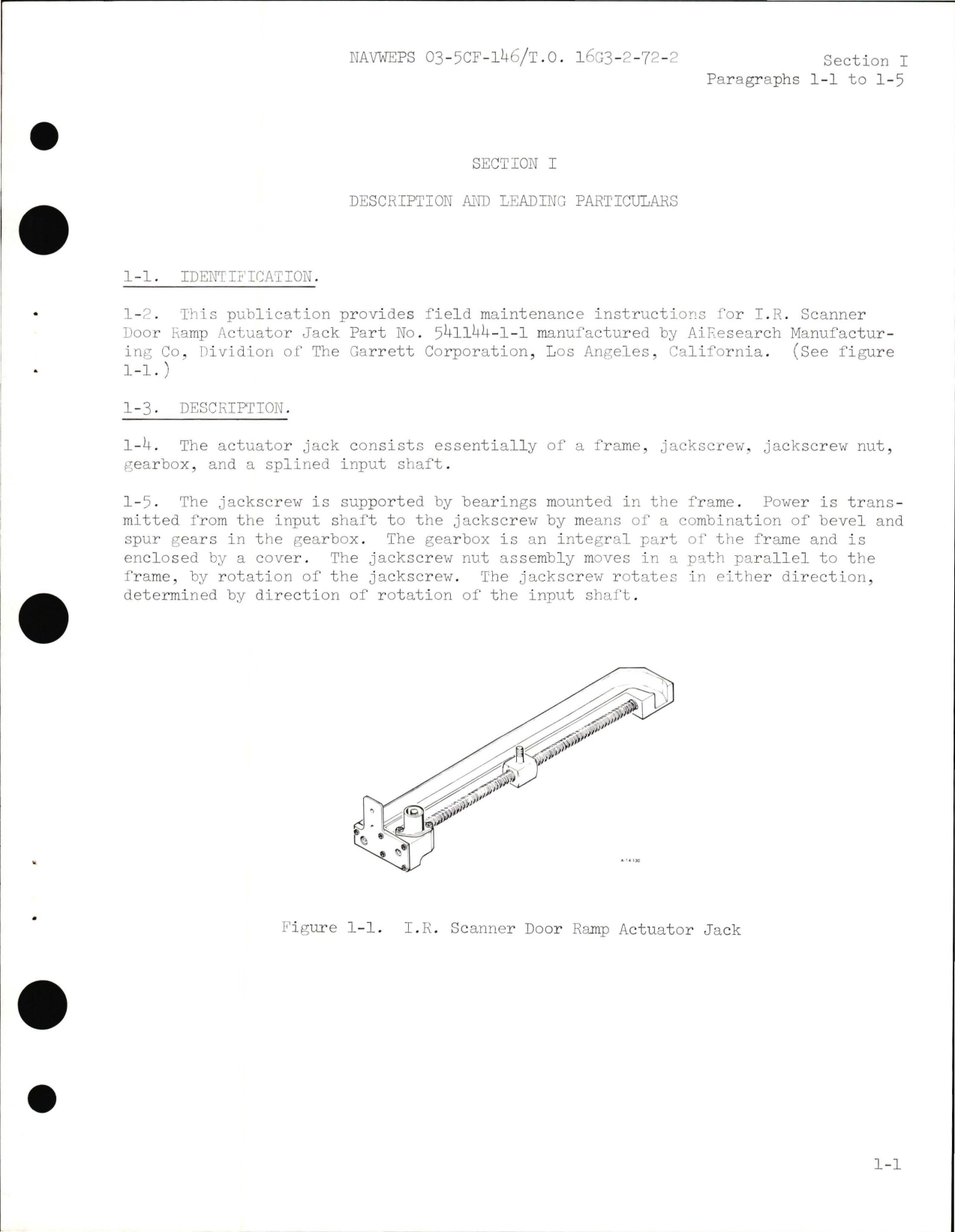 Sample page 5 from AirCorps Library document: Field Maintenance for I.R. Scanner Door Ramp Actuator Jacks - Part 541144-1-1 and 541144-2-1 