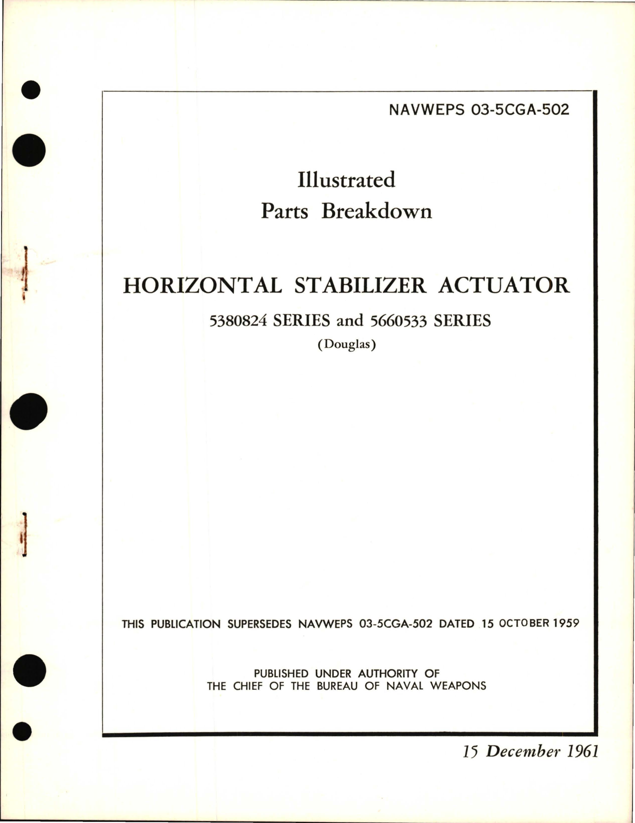 Sample page 1 from AirCorps Library document: Parts Breakdown for Horizontal Stabilizer Actuator - 5380824 and 5660533 Series 