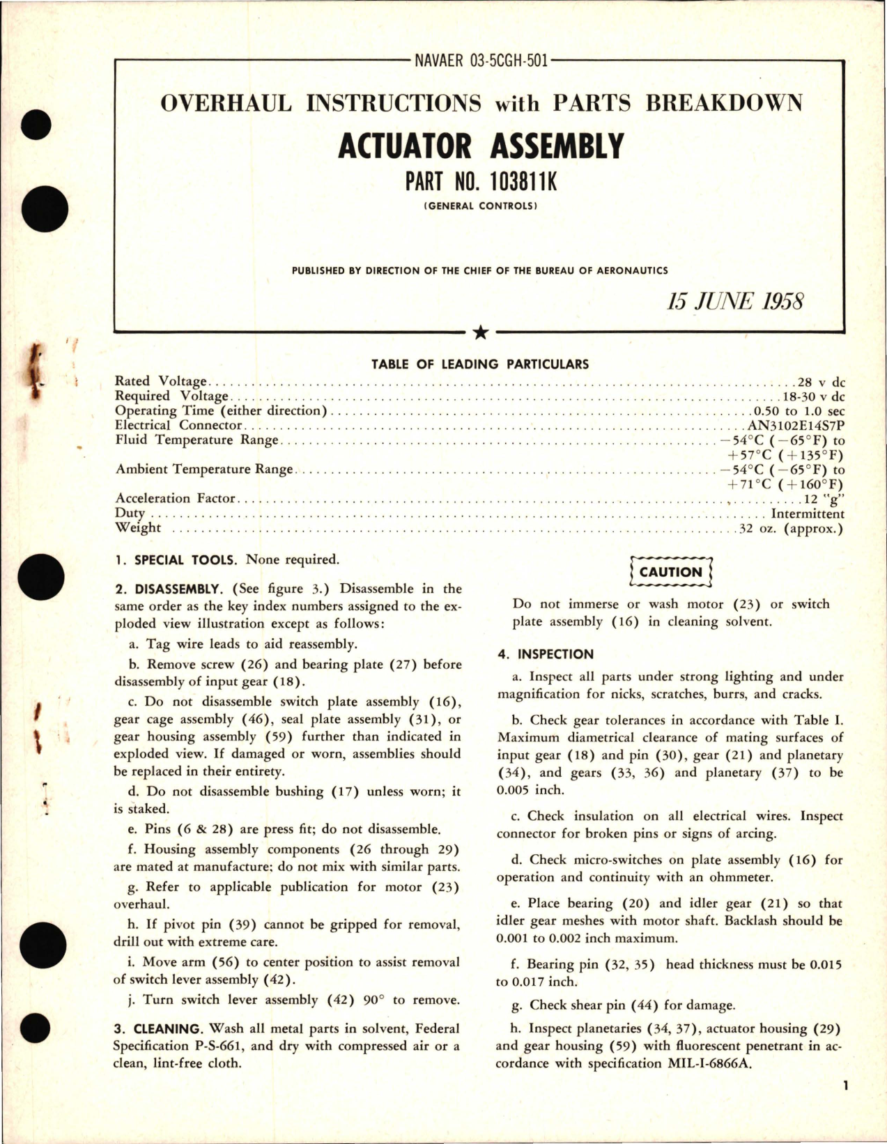 Sample page 1 from AirCorps Library document: Overhaul Instructions with Parts Breakdown for Actuator Assembly - Part 103811K 