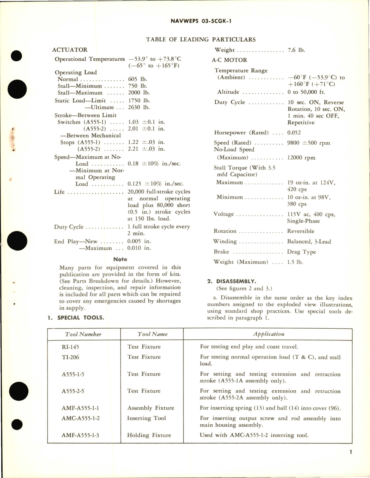 Sample page 5 from AirCorps Library document: Overhaul Instructions with Illustrated Parts Breakdown for Linear Actuator Assembly - Part A555-1A and A555-2A 