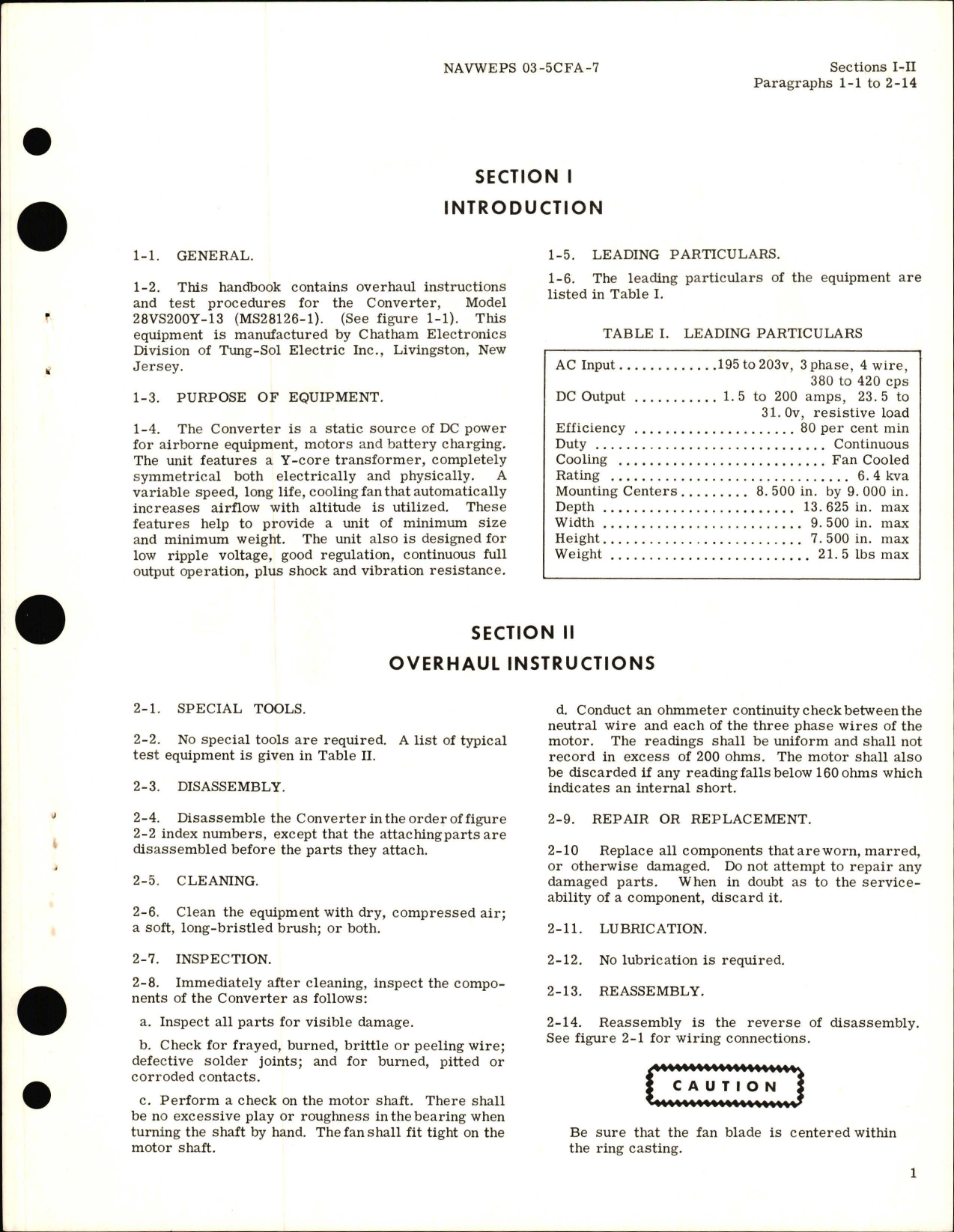 Sample page 5 from AirCorps Library document: Overhaul Instructions for Class A Converter, 200 Ampere - Part 28VS200Y-13 - Type MS28126-1