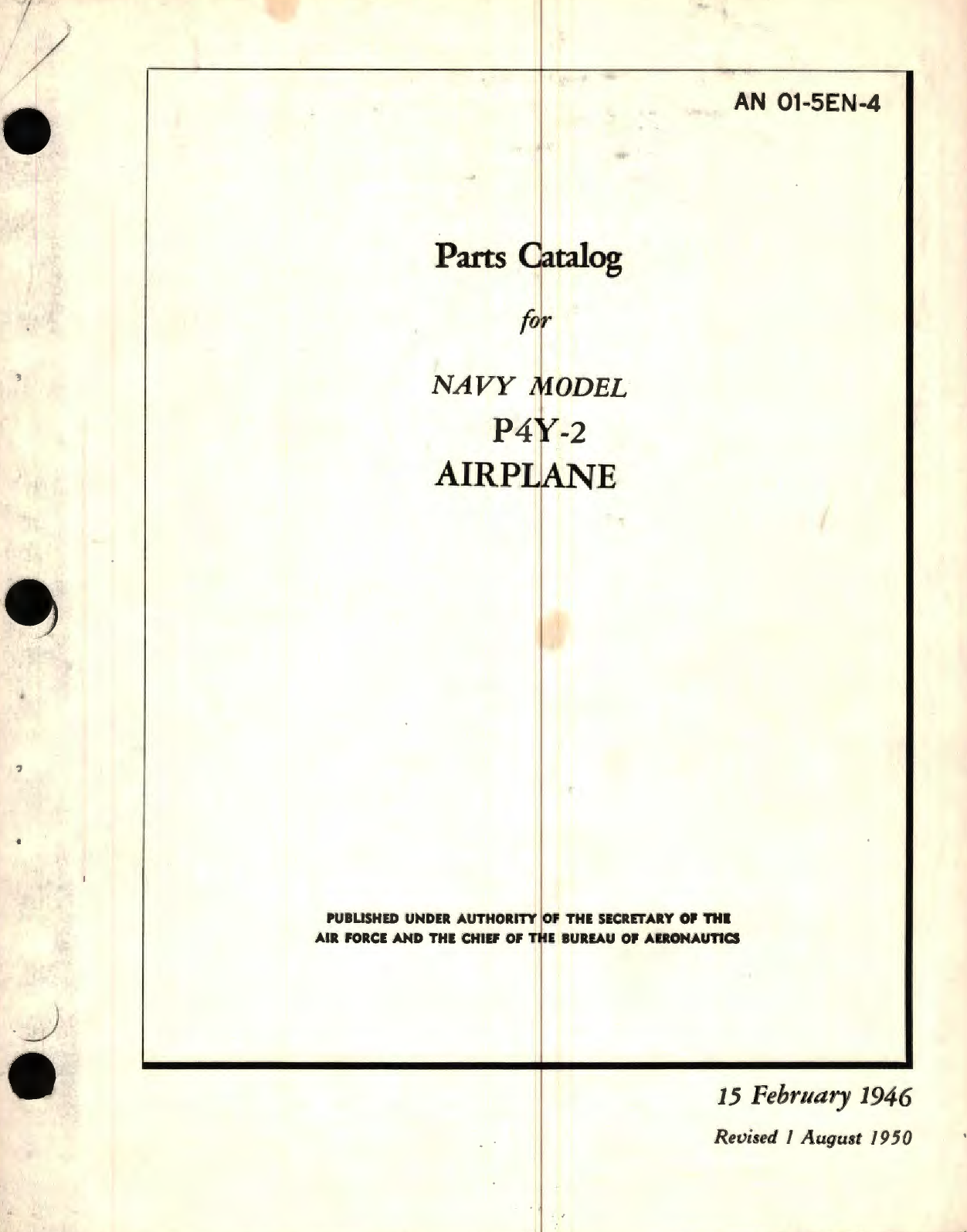 Sample page 1 from AirCorps Library document: Parts Catalog for Navy Model P4Y-2 Airplane