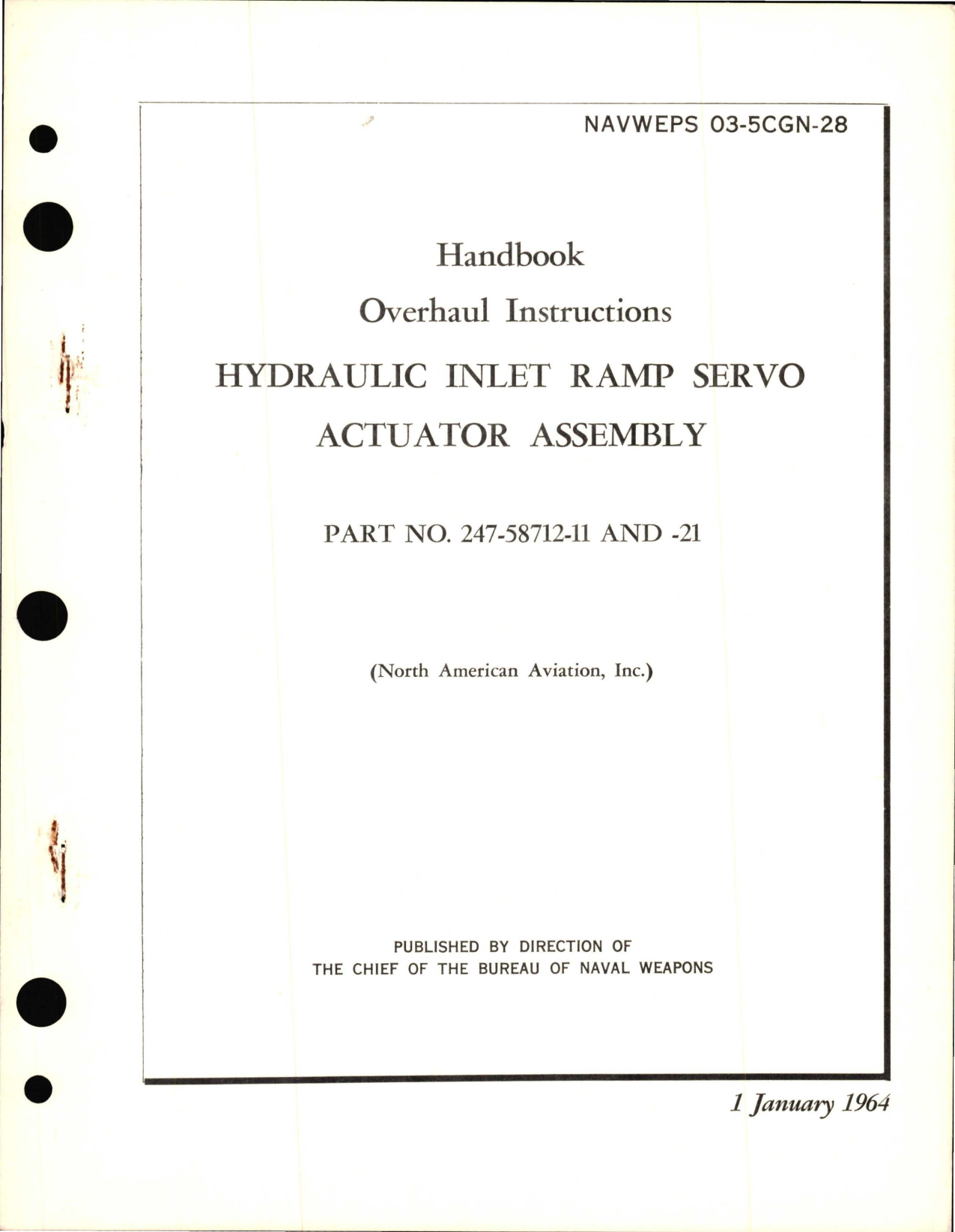 Sample page 1 from AirCorps Library document: Overhaul Instructions for Hydraulic Inlet Ramp Servo Actuator Assembly - Part 247-58712-11 and 247-58712-12 
