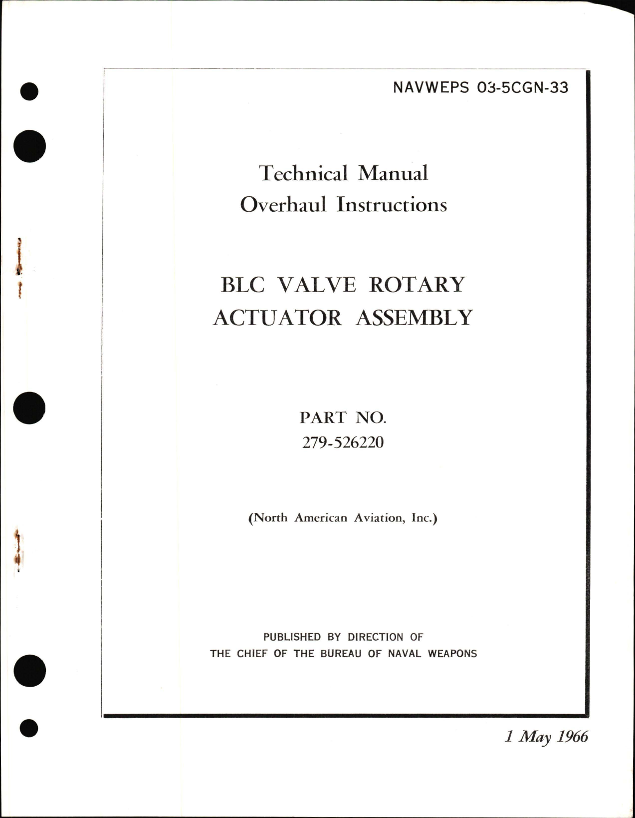 Sample page 1 from AirCorps Library document: Overhaul Instructions for BLC Valve Rotary Actuator Assembly - Part 279-526220 