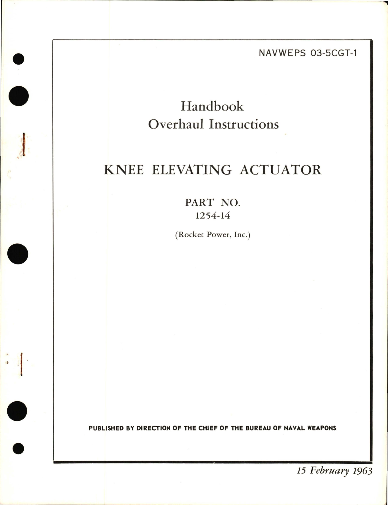 Sample page 1 from AirCorps Library document: Overhaul Instructions for Knee Elevating Actuator - Part 1254-14 