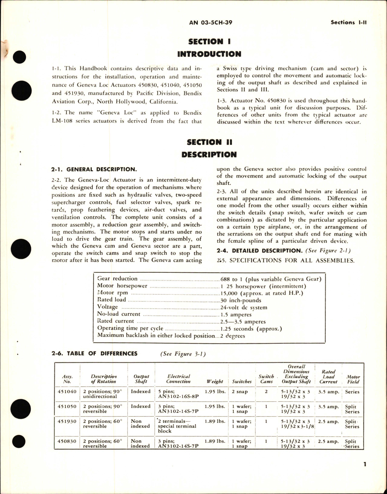 Sample page 5 from AirCorps Library document: Operation and Service Instructions for Geneva Loc Actuators - Models 450830, 451040, 451050 and 451930 