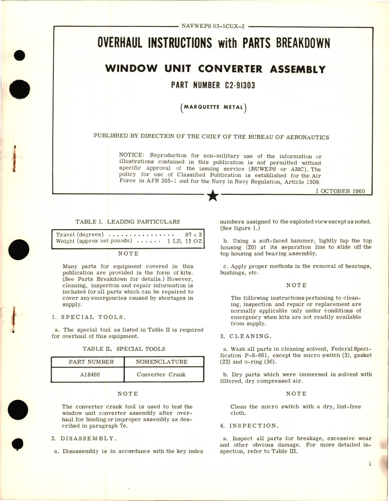 Sample page 1 from AirCorps Library document: Overhaul Instructions with Parts Breakdown for Window Unit Converter Assembly - Part C2-91303