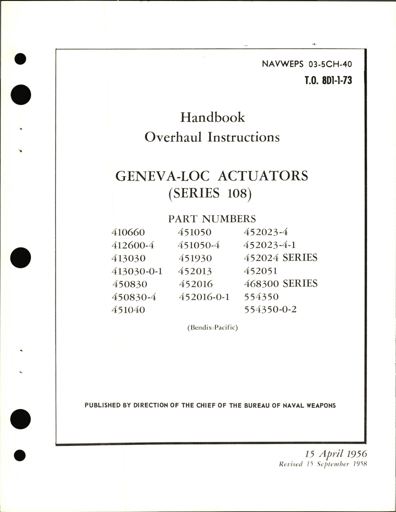 Sample page 1 from AirCorps Library document: Overhaul Instructions for Geneva-Loc Actuators - Series 108 