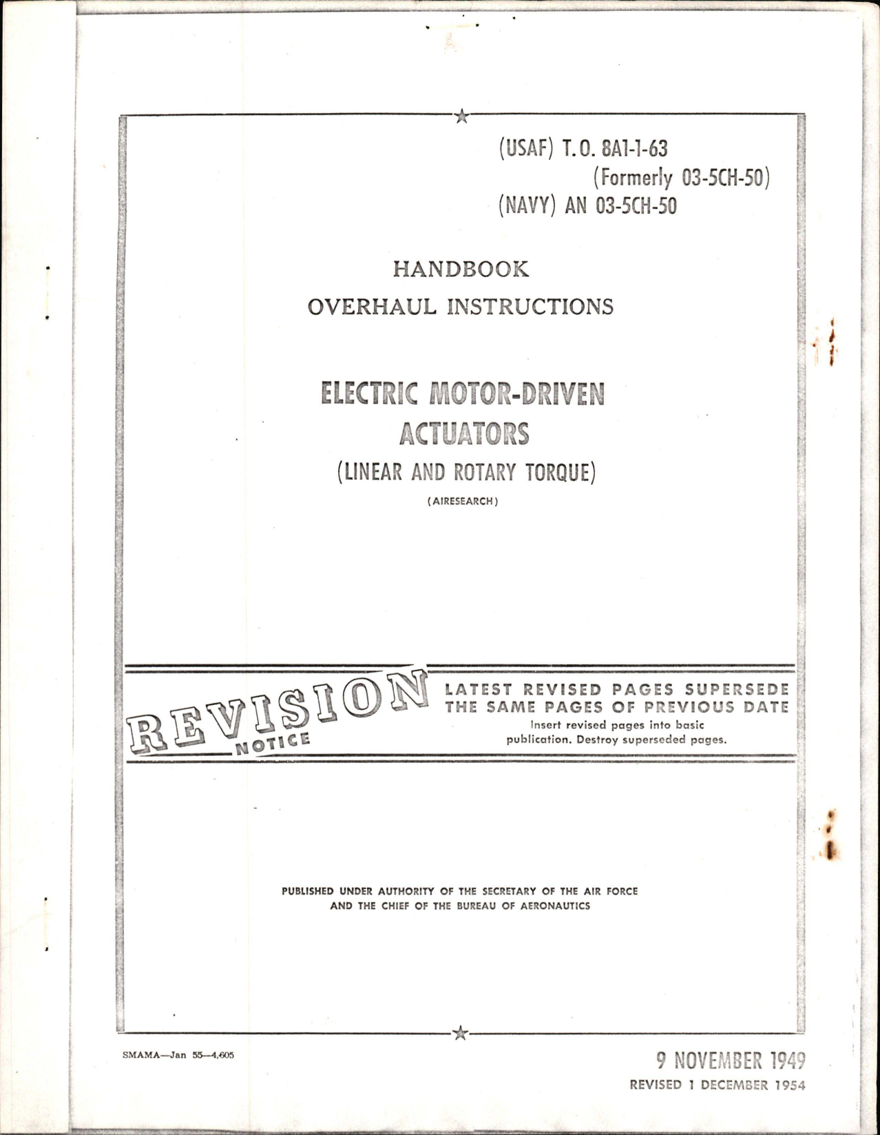 Sample page 1 from AirCorps Library document: Overhaul Instructions for Electric Motor Driven Actuators -Linear and Rotary Torque 