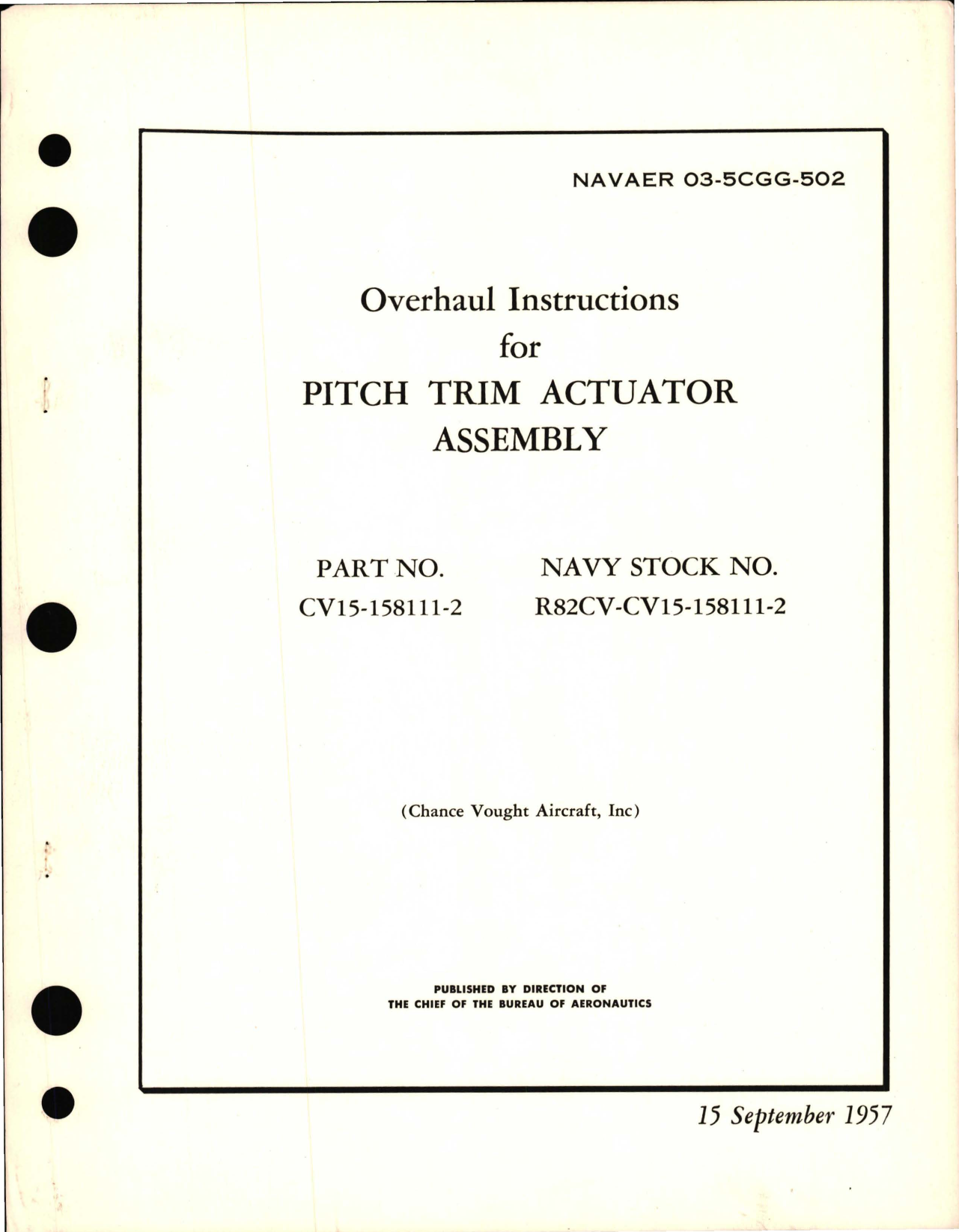 Sample page 1 from AirCorps Library document: Overhaul Instructions for Pitch Trim Actuator Assembly - Part CV15-158111-2 