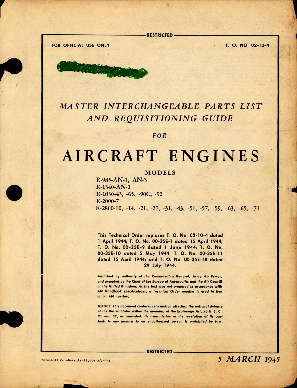 Sample page 1 from AirCorps Library document: Master Interchangeable Parts List & Requisitioning Guide for Aircraft Engines