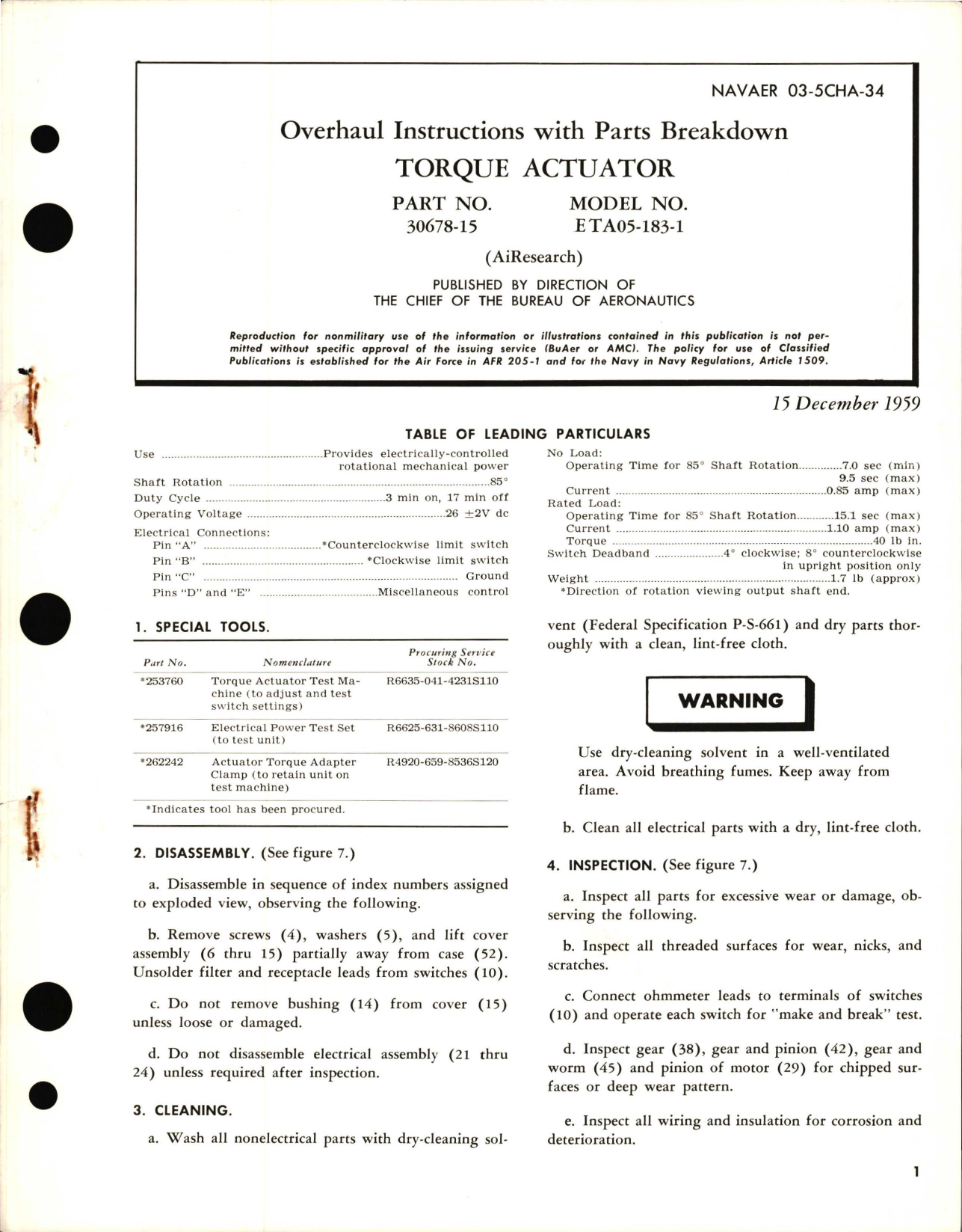 Sample page 1 from AirCorps Library document: Overhaul Instructions with Parts Breakdown for Torque Actuator - Part 30678-15 