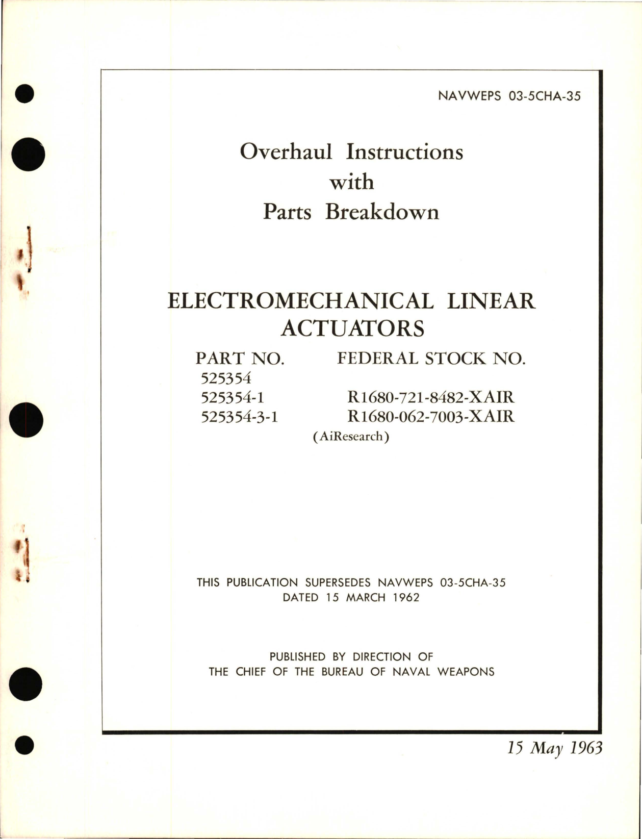 Sample page 1 from AirCorps Library document: Overhaul Instructions with Parts Breakdown for Electromechanical Linear Actuators