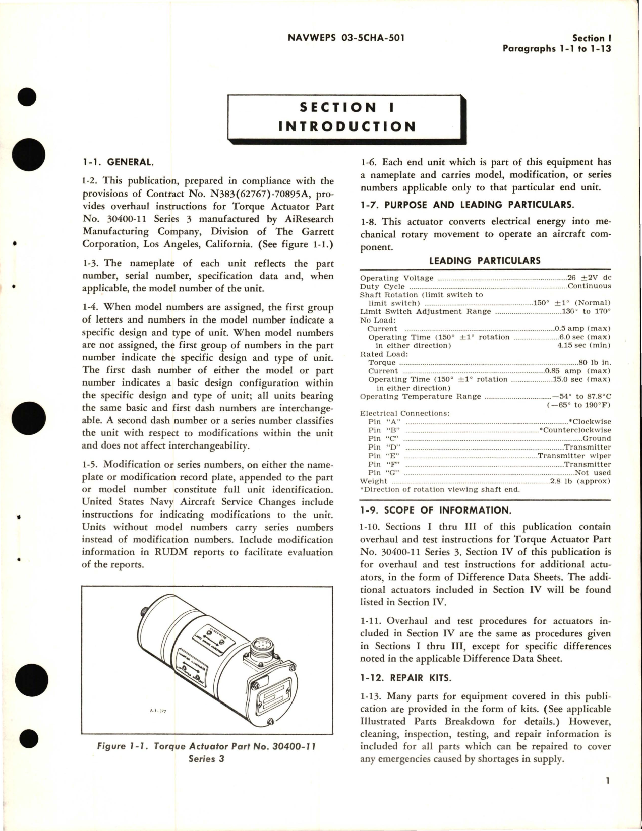 Sample page 5 from AirCorps Library document: Overhaul Instructions for Torque Actuators - Parts 30400-10, 30400-11 and 31698-1 