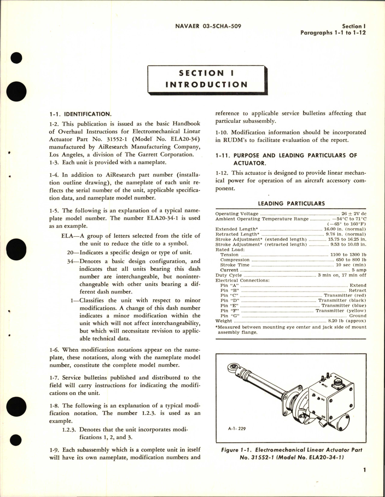 Sample page 5 from AirCorps Library document: Overhaul Instructions for Electromechanical Linear Actuator - Part 31552-1 - Model ELA20-34