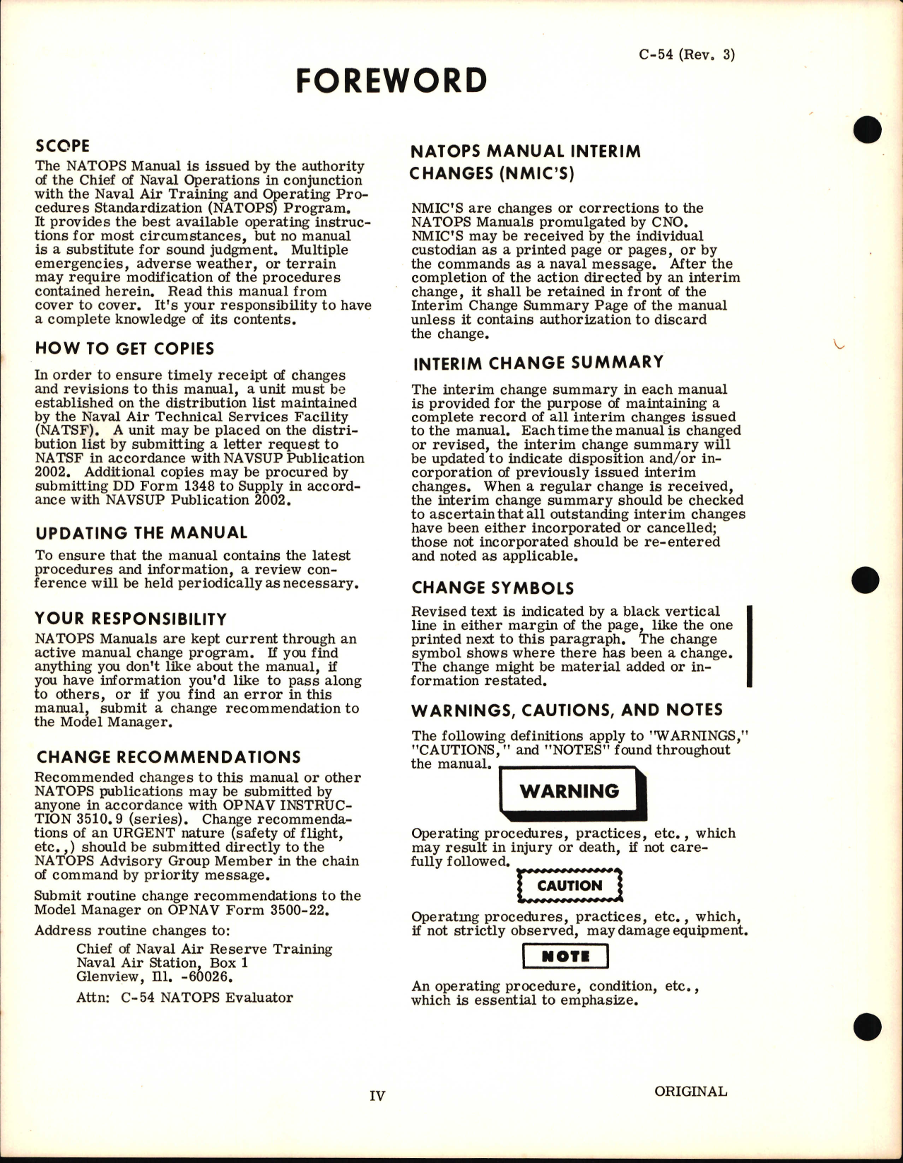 Sample page 6 from AirCorps Library document: NATOPS Manual for C-54, Third Revision