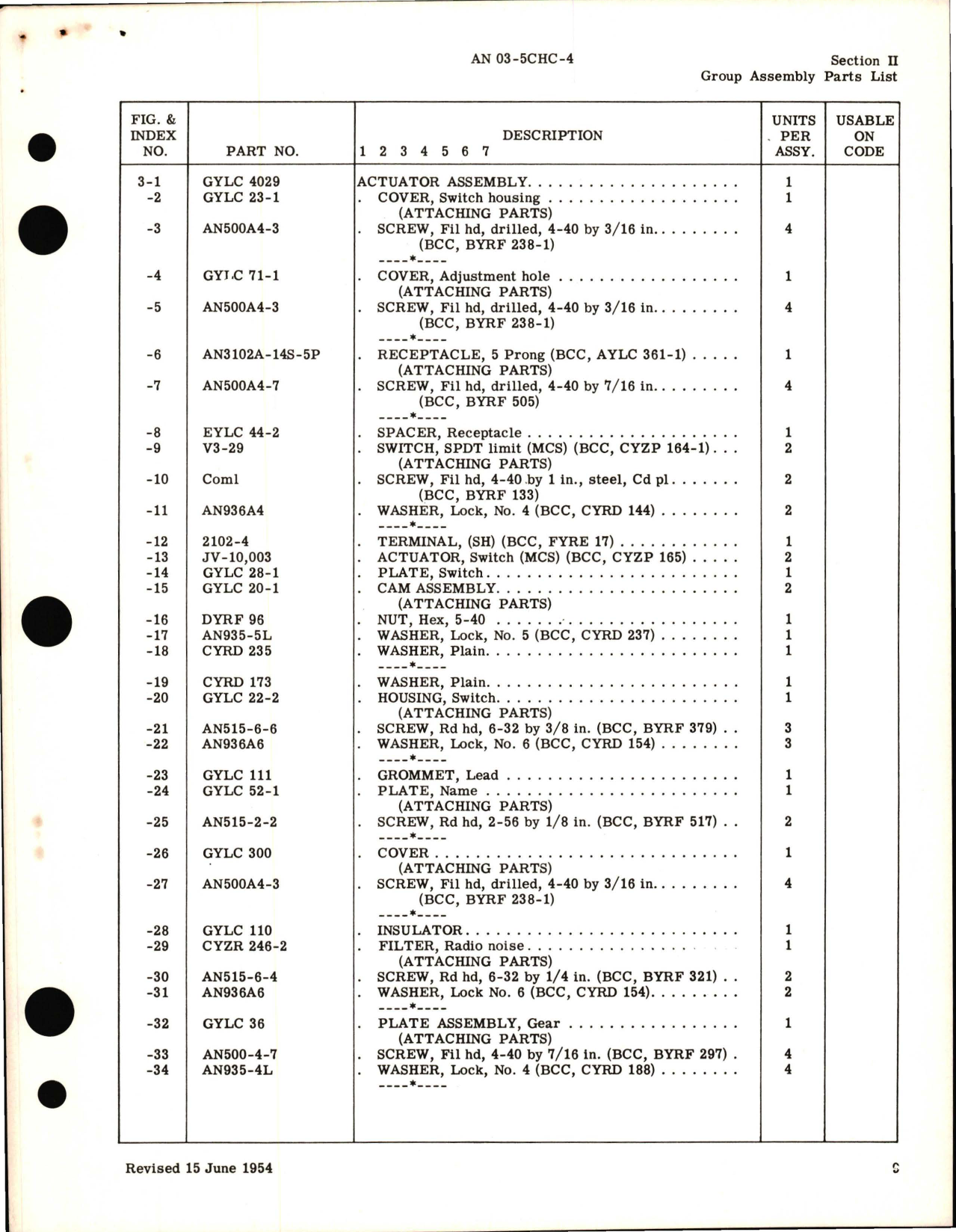 Sample page 7 from AirCorps Library document: Illustrated Parts Breakdown for Aircraft Actuators - Part GYLC 3156, GYLC 3550-4 and GYLC 4029 