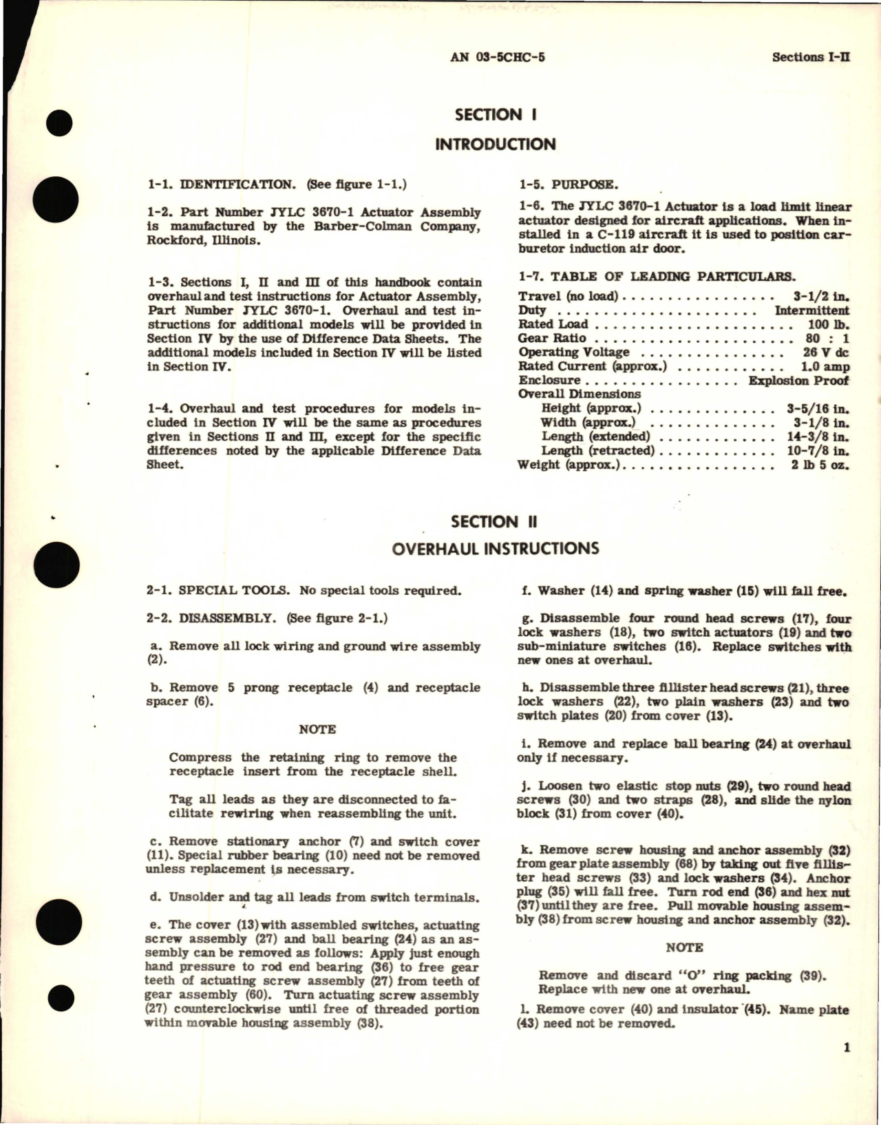 Sample page 5 from AirCorps Library document: Overhaul Instructions for Aircraft Actuators - Model JYLC Series 