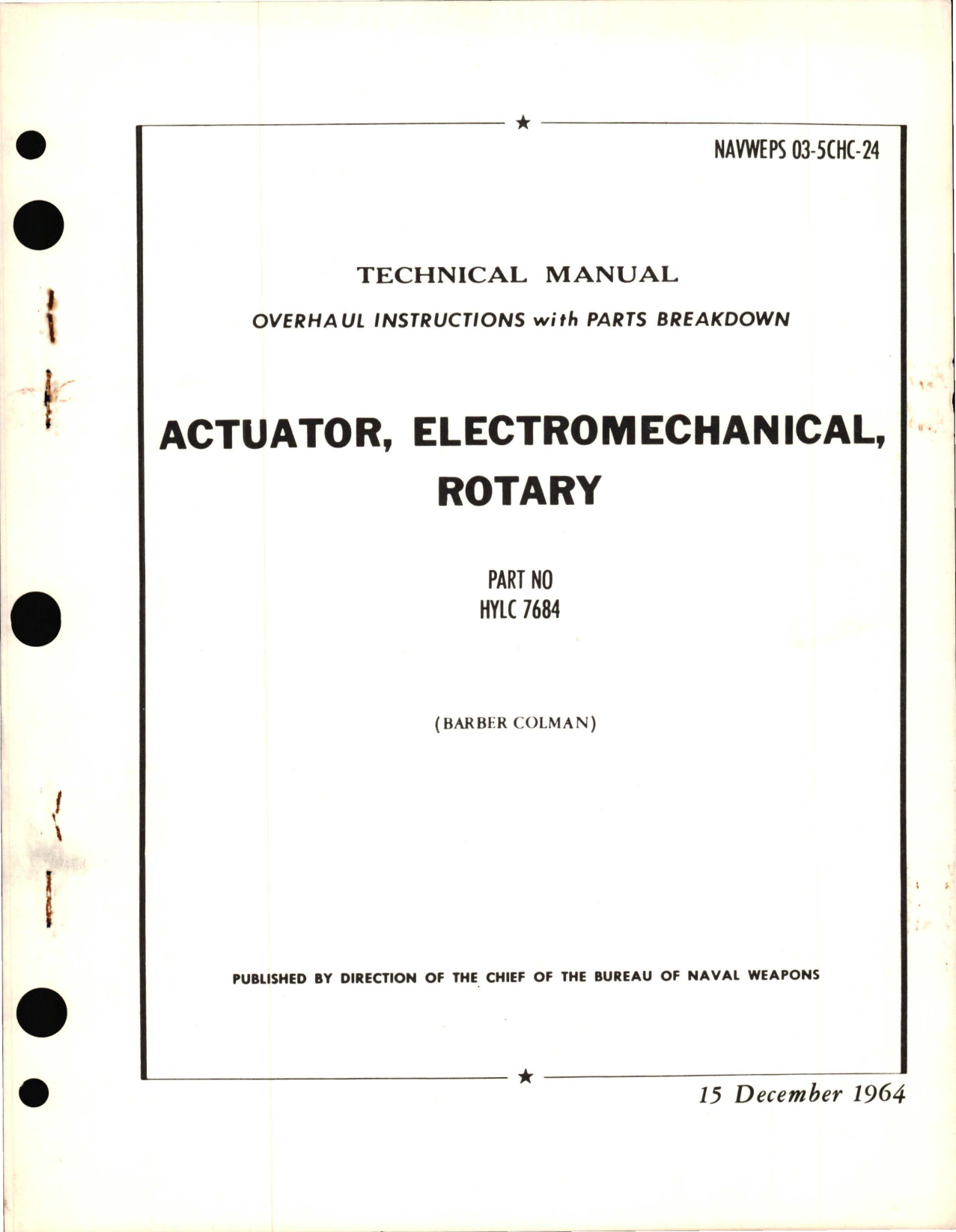 Sample page 1 from AirCorps Library document: Overhaul Instructions with Parts Breakdown for Electromechanical Rotary Actuator - Part HYLC 7684 