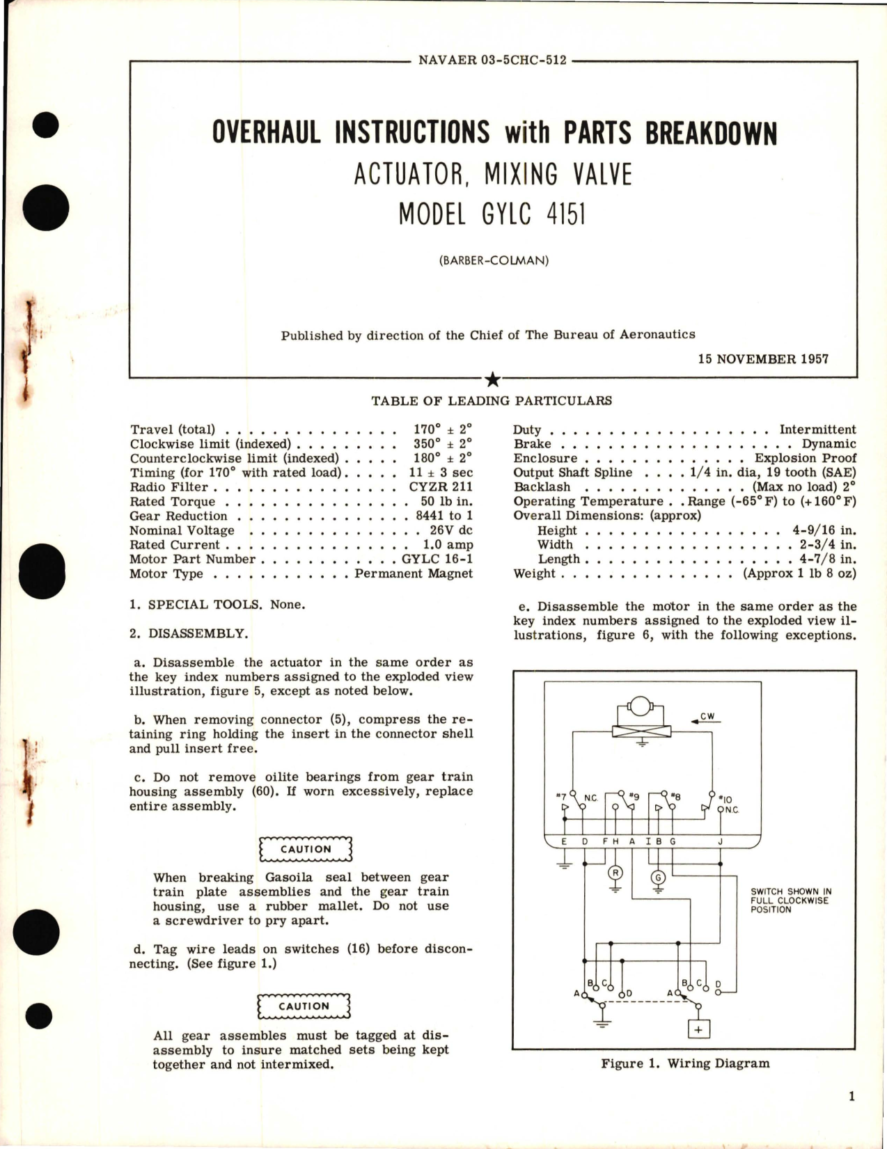 Sample page 1 from AirCorps Library document: Overhaul Instructions with Parts Breakdown for Mixing Valve Actuator - Model GYLC 4151 