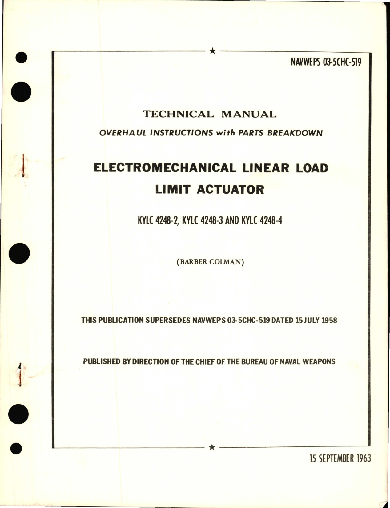 Sample page 1 from AirCorps Library document: Overhaul Instructions with Parts Breakdown for Electromechanical Linear Load Limit Actuator - KYLC 4248-2, KYLC 4248-3 and KYLC 4248-4