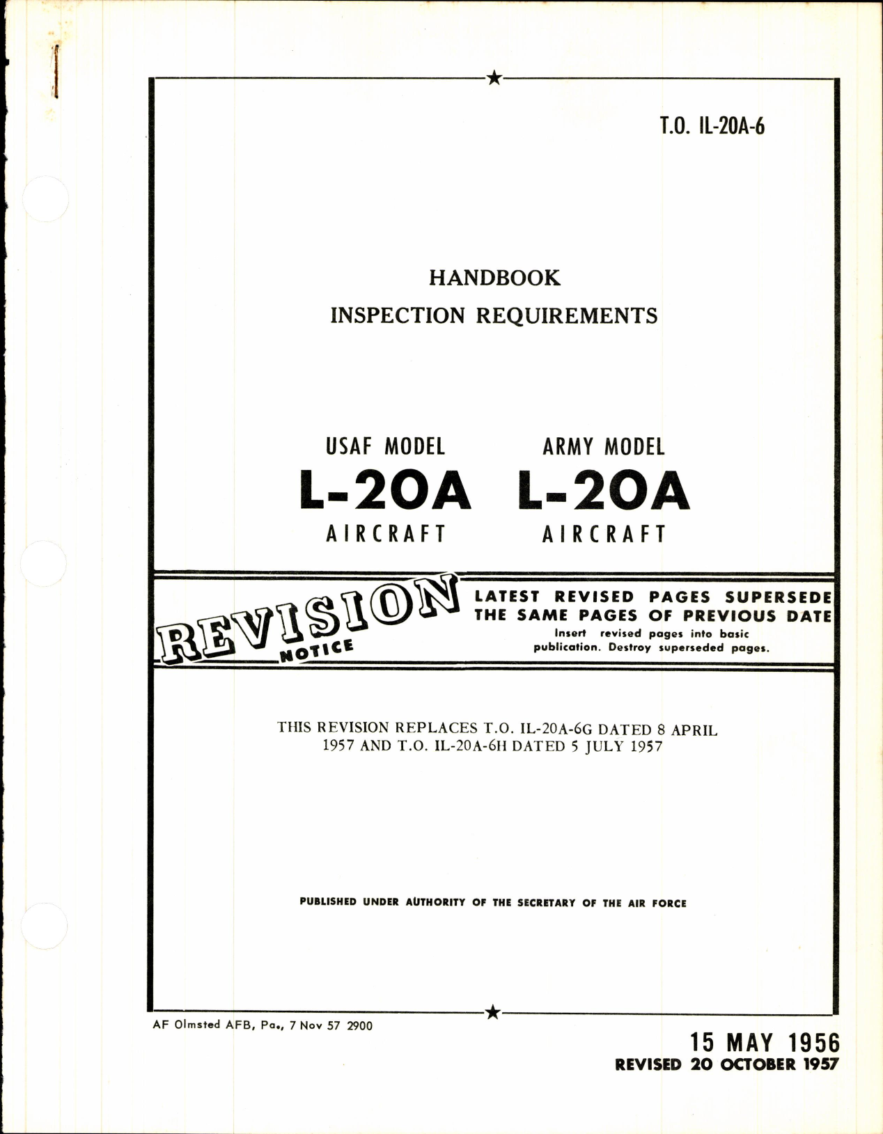 Sample page 1 from AirCorps Library document: Inspection Requirements for L-20A