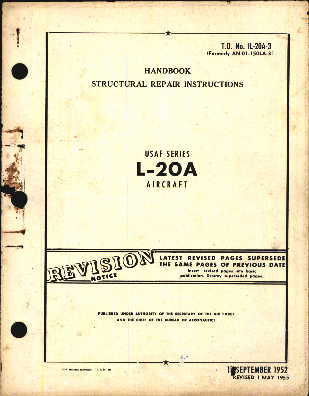 Sample page 1 from AirCorps Library document: Structural Repair Instructions for L-20A